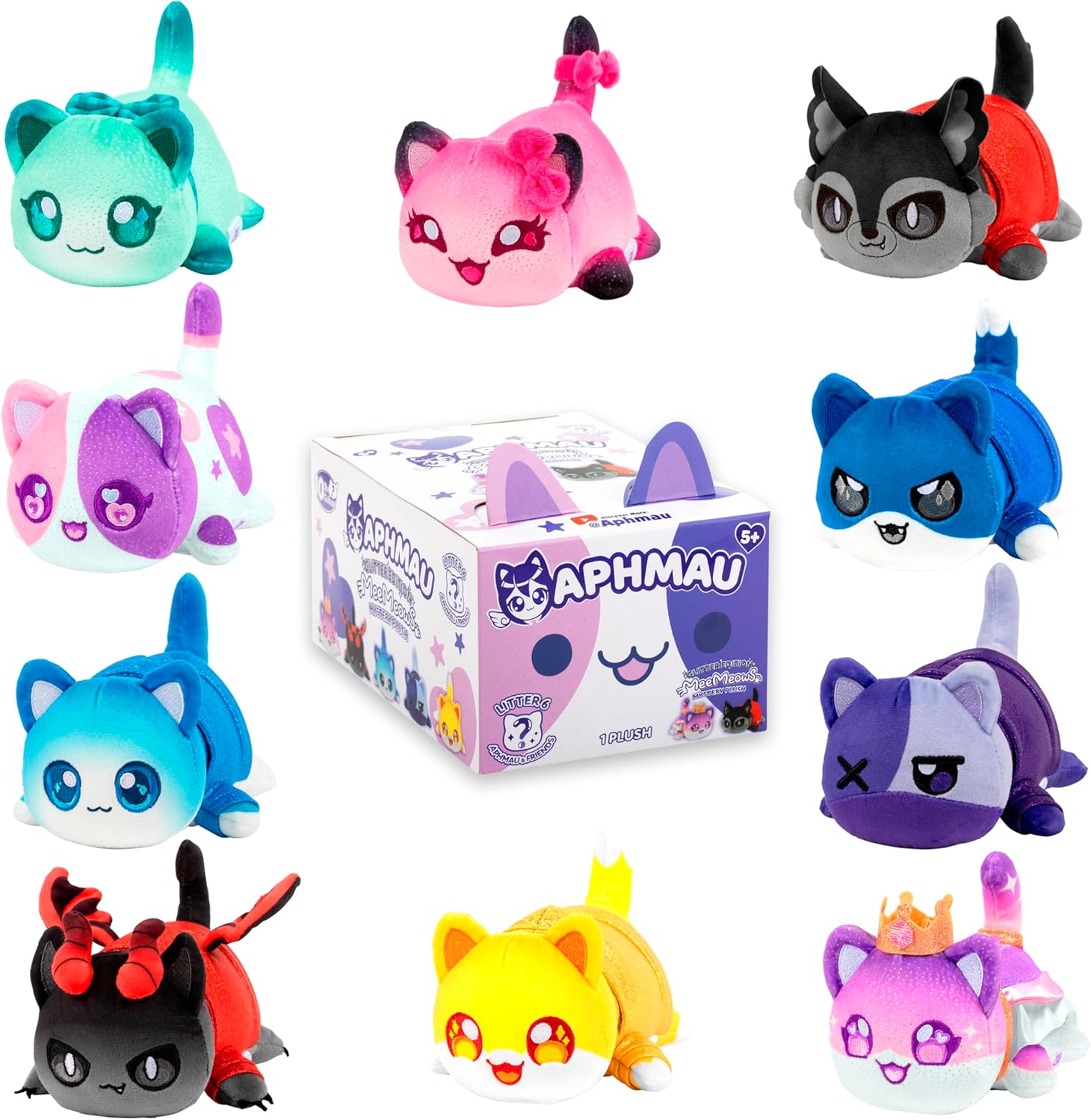 Aphmau 6” MeeMeow Mystery Plush – Series 6; YouTube Gaming Channel, Blind Box, 1 of 10 Possible, Friends MeeMeows, Official Merch