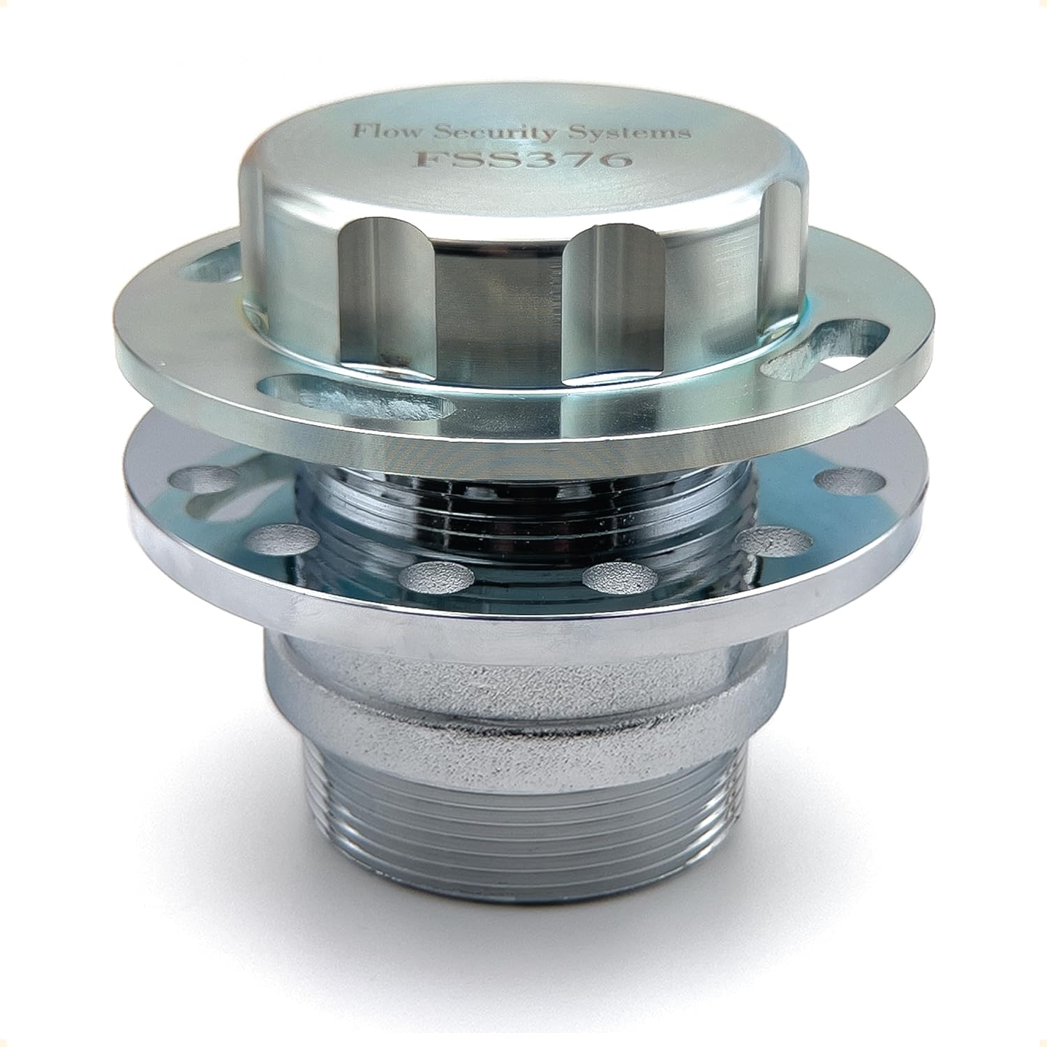 The Flow Security Systems Non-Vented Locking Fuel Tank Cap | For Transfer Tanks & Above Ground Commercial Tanks | Prevents Theft & Fuel Vandalism | Secures Fuel Tanks | FSS 376M | Male 2" Std Thead