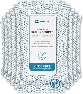 SUNKISS TrustPlus Bathing Wipes with Aloe, Extra Thick 8"x12" Body Cleansing Wipes for Adults Sensitive Skin, Camping, Travelling, Gym, Caring, 100 Count