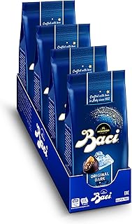 Baci Original Dark | Fine Dark Chocolate Truffle with Hazelnuts | 4.4oz each Bag - Pack of 4
