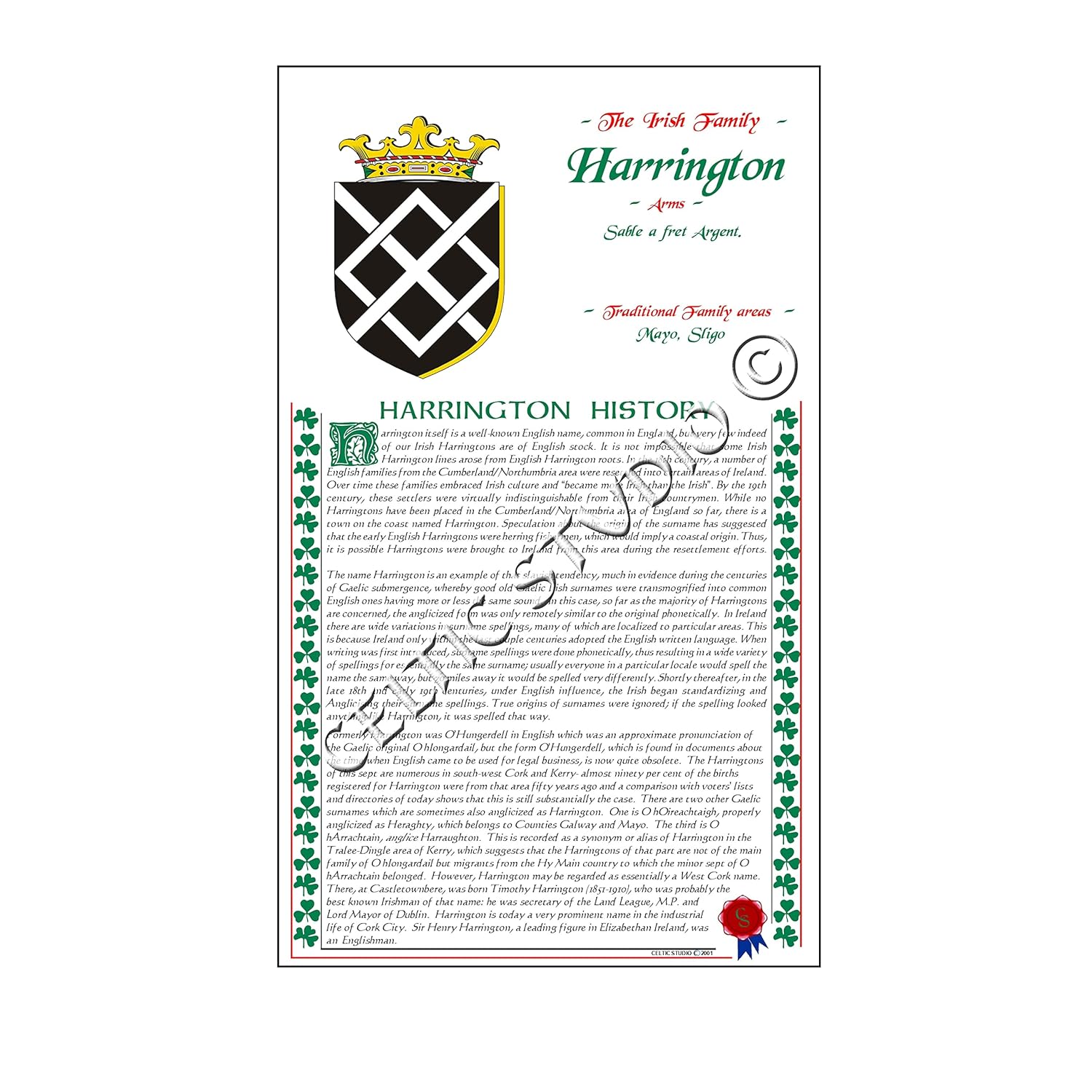 Harrington Irish Family History