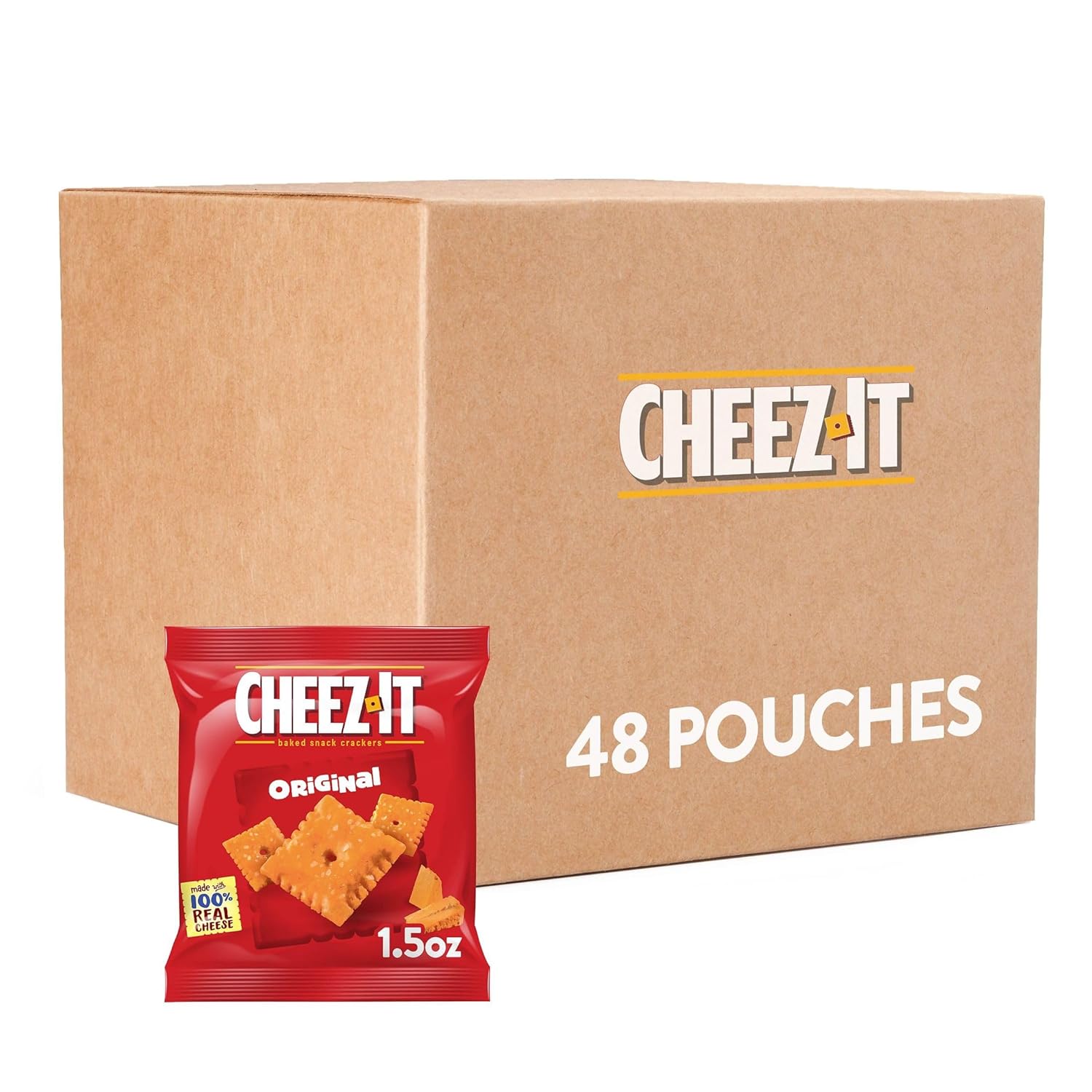 Cheez-It Cheese Crackers, Baked Snack Crackers, Lunch Snacks, Original (48 Pouches)​