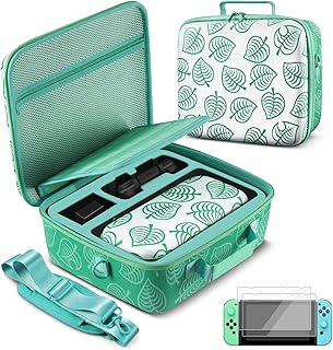 TNP Travel Hard Shell EVA Portable Kit Case for Nintendo Switch New Horizon Animal Leaf Crossing, Switch