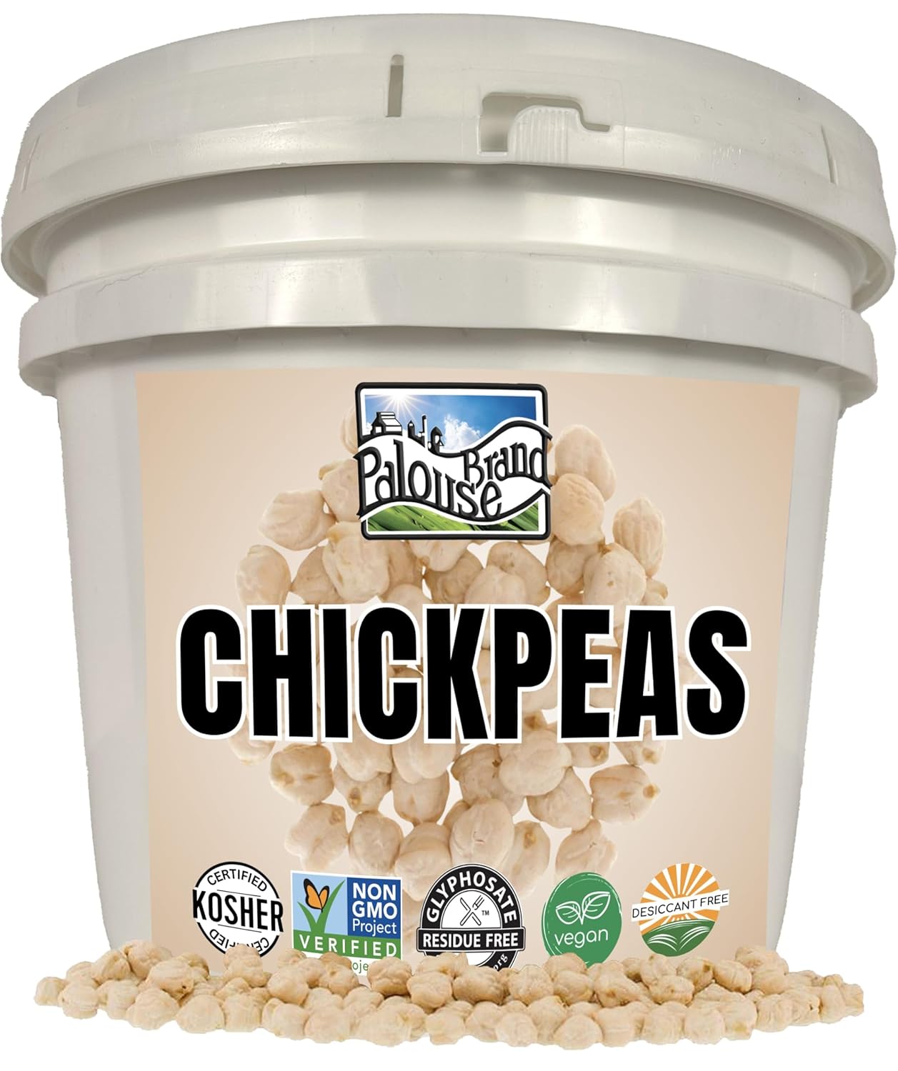Certified Glyphosate Residue Free Chickpeas | Garbanzo Beans | 25 LBS | Emergency Food Storage Bucket | Non-GMO | Grown on Our Family Farm | Bulk