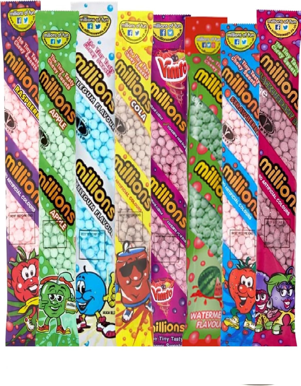 Kids Ultimate Millions Sweets Selection Hamper– Juicy Flavours - Bubblegum, Apple, Cola, Strawberry, Vmto, Raspberry Etc Random 12 Pcs