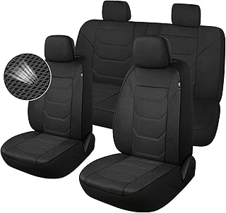 3D Air Mesh Car Seat Cover Full Sets Washable and Breathable Premium Cloth Automotive Vehicle Seat Covers for Cars Interior, Universal Fit for Most Cars, Sedan, Truck, SUV(Black)
