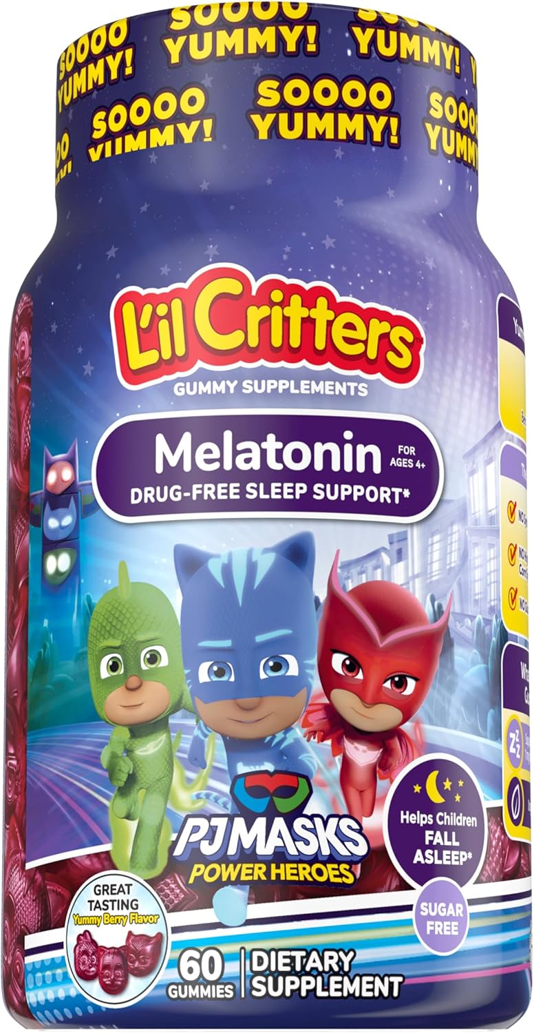 L'il Critters PJ Masks Melatonin Gummy Supplements, 60 Gummies