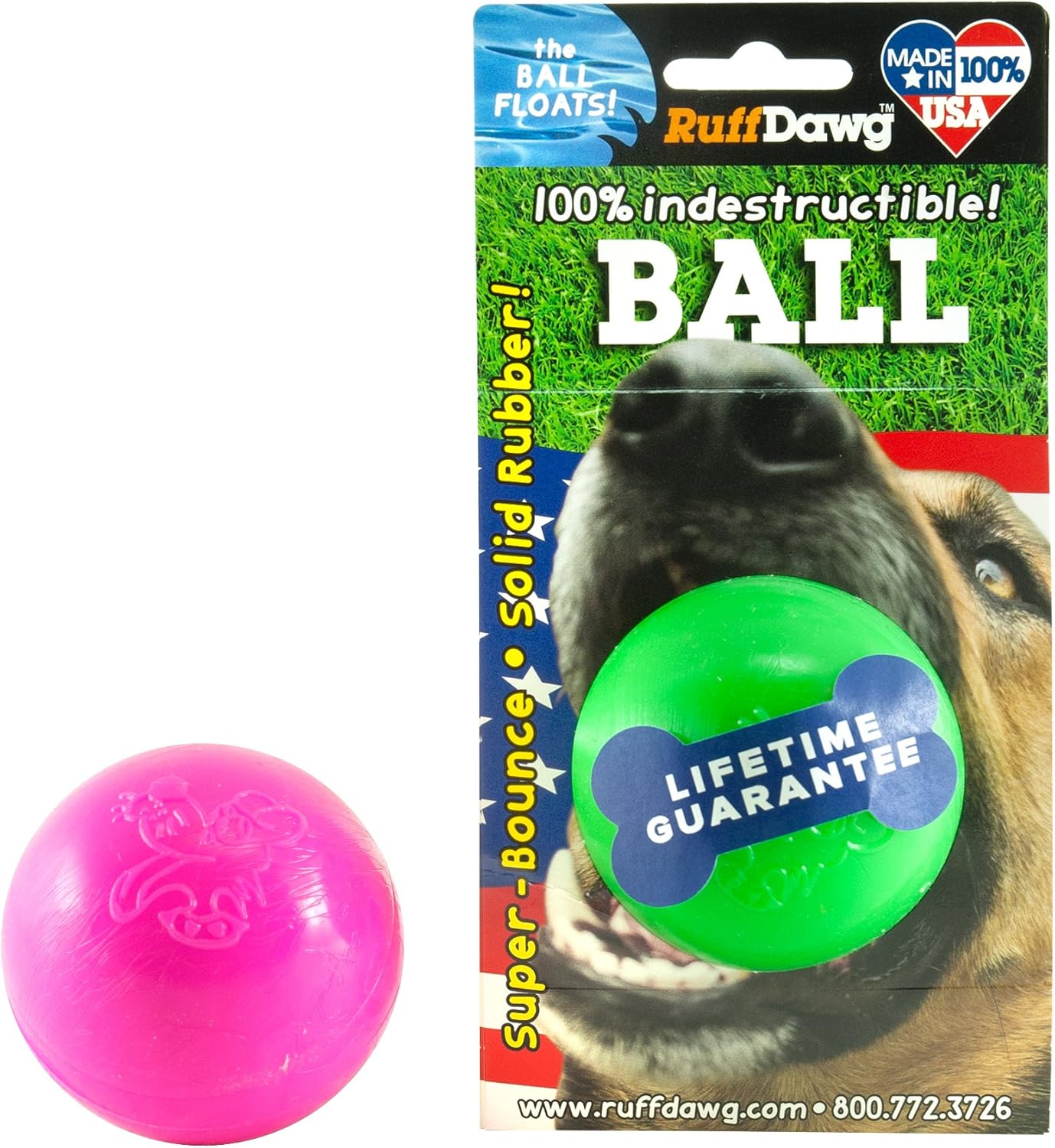 Ruff Dawg Ball Solid Rubber Dog Toy Small Assorted Neon Colors