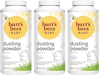 Burt's Bees Christmas Gifts, Baby Dusting Powder, 100% Natural Origin, Talc-Free, Pediatrician Tested Stocking Stuffers, 7.5 Ounces, Pack of 3, Pack May Vary