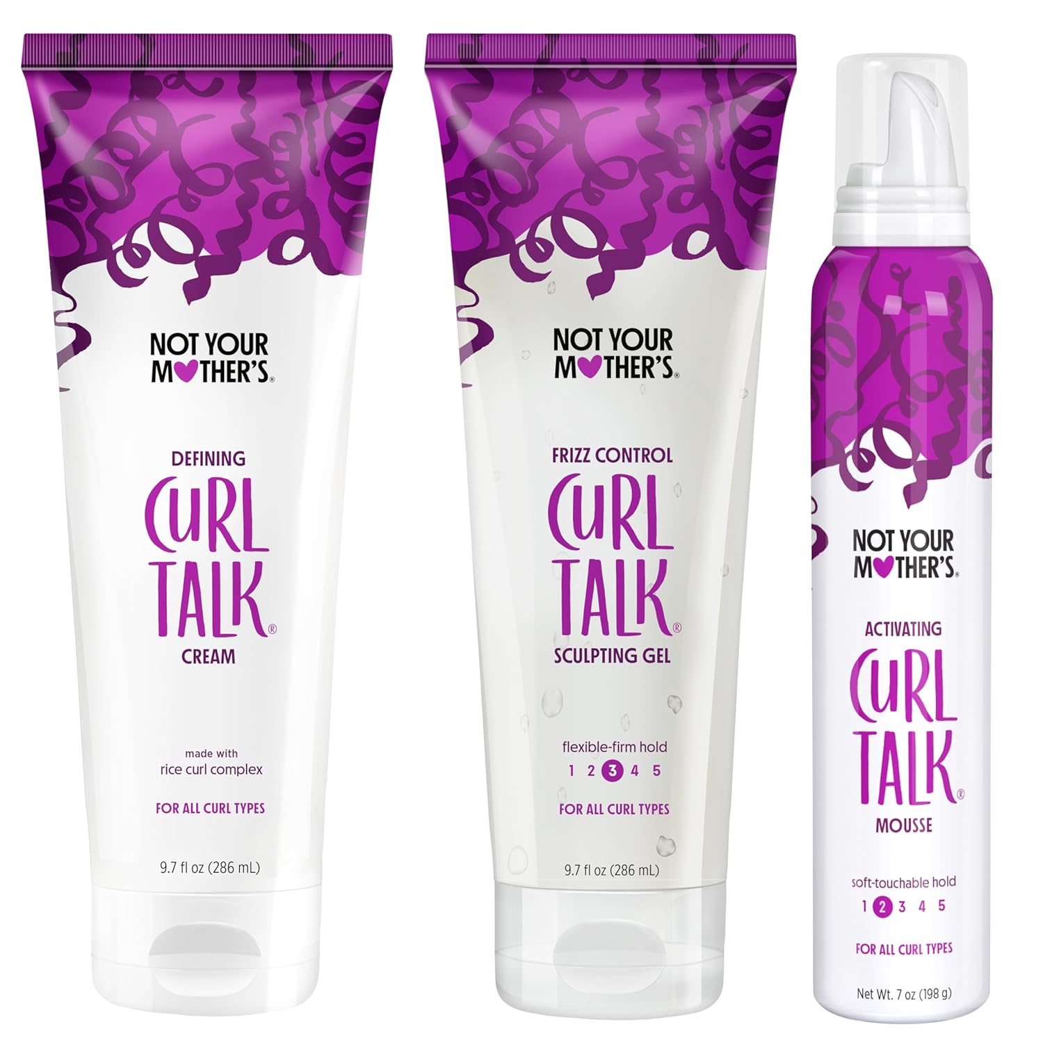 Not Your Mother's Curl Talk Kit, 9.7 fl.oz Defining Cream, 9.7 fl.oz Frizz Control Styling Gel & 7 oz Activating Mousse