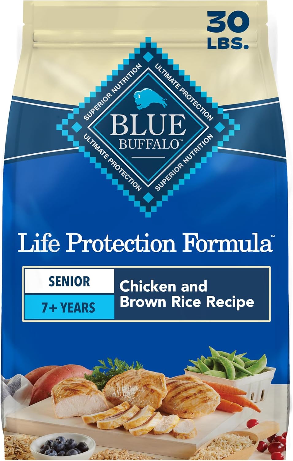 Blue Buffalo Life Protection Formula Chicken Senior 7+ Dry Dog Food, 30 lb
