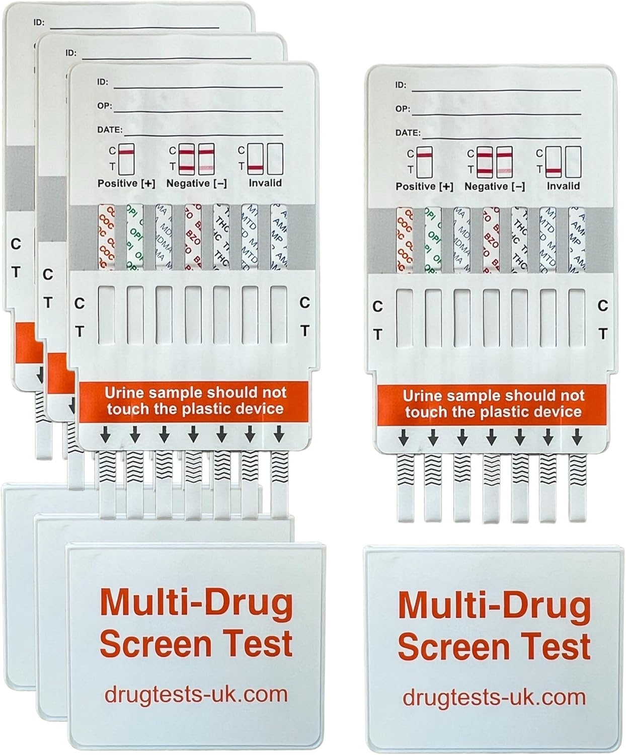 4 x 7-in-1 Rapid Drug Test Dip Cards | Professional Urine Drug Tests Kit | Test for Cocaine, Opiates, Methadone, Amphetamines, Cannabis, Ecstasy & Benzodiazepines