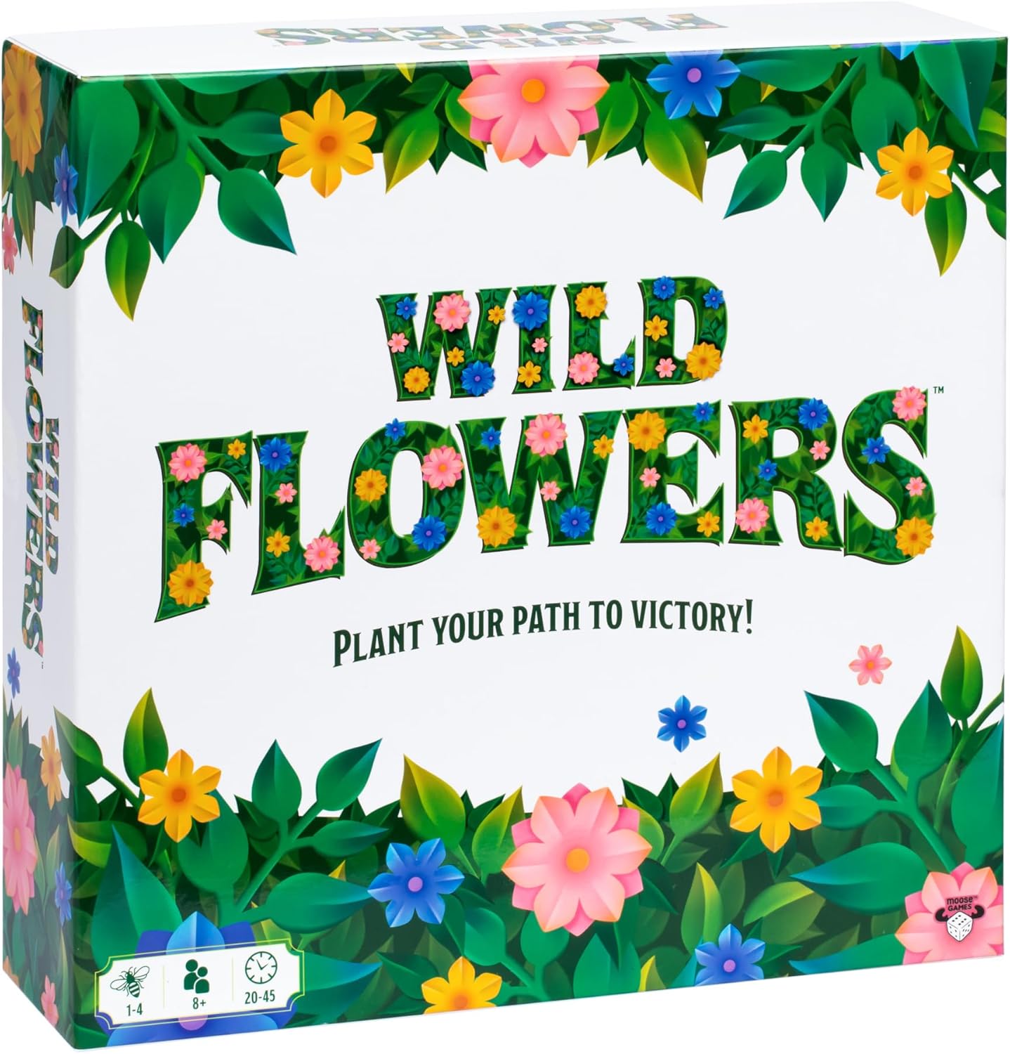 Wild Flowers Family Fun Strategy Game, Grow & Claim Flowers by Placing Tiles & Bumble Bees to Secure Your Blooms Before Others, Complete Garden Cards to Score Big! Solo Play & 1 to 4 Players Aged 8+