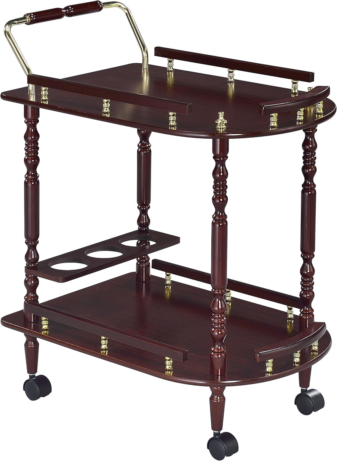 Coaster CO- Serving Cart Accents, Merlot and Brass