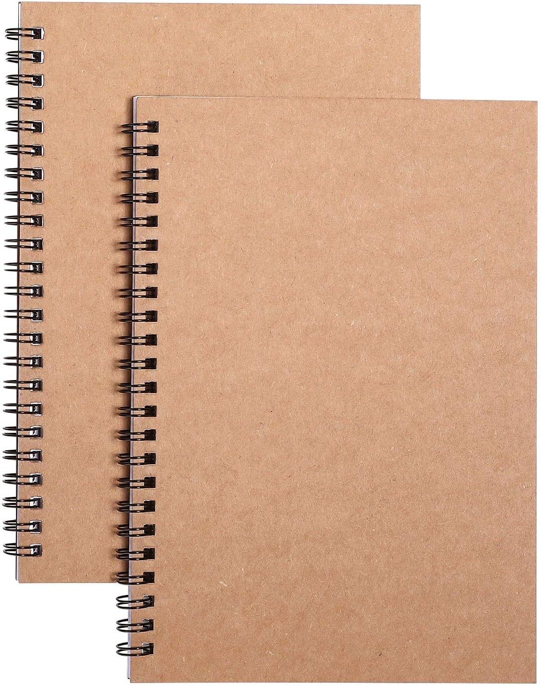 Spiral Notebooks for School，A5 Spiral Notebook College Ruled,Kraft Paper Cover Lined Spiral Notebook Wide Ruled