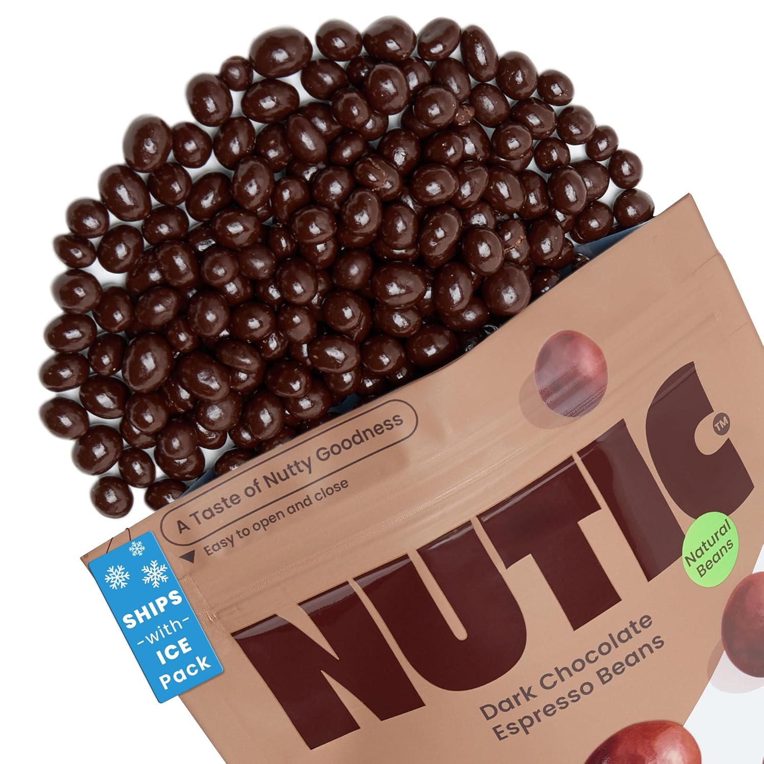 Nutic Gourmet Dark Chocolate Covered Espresso Beans - 1LB, Bulk Chocolate Espresso Candy, Dark Chocolate Coffee Beans - Irresistible, Rich & Energizing Treat - (Pack of 1)