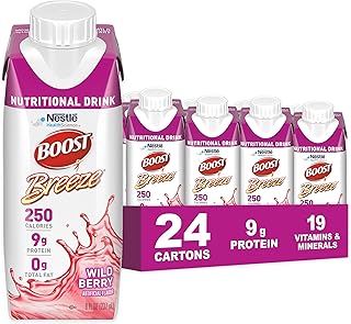 BOOST Breeze Clear Nutritional Drink, 9g Protein, 250 Nutrient-Rich Calories, Wild Berry, 8 fl oz (Pack of 24)