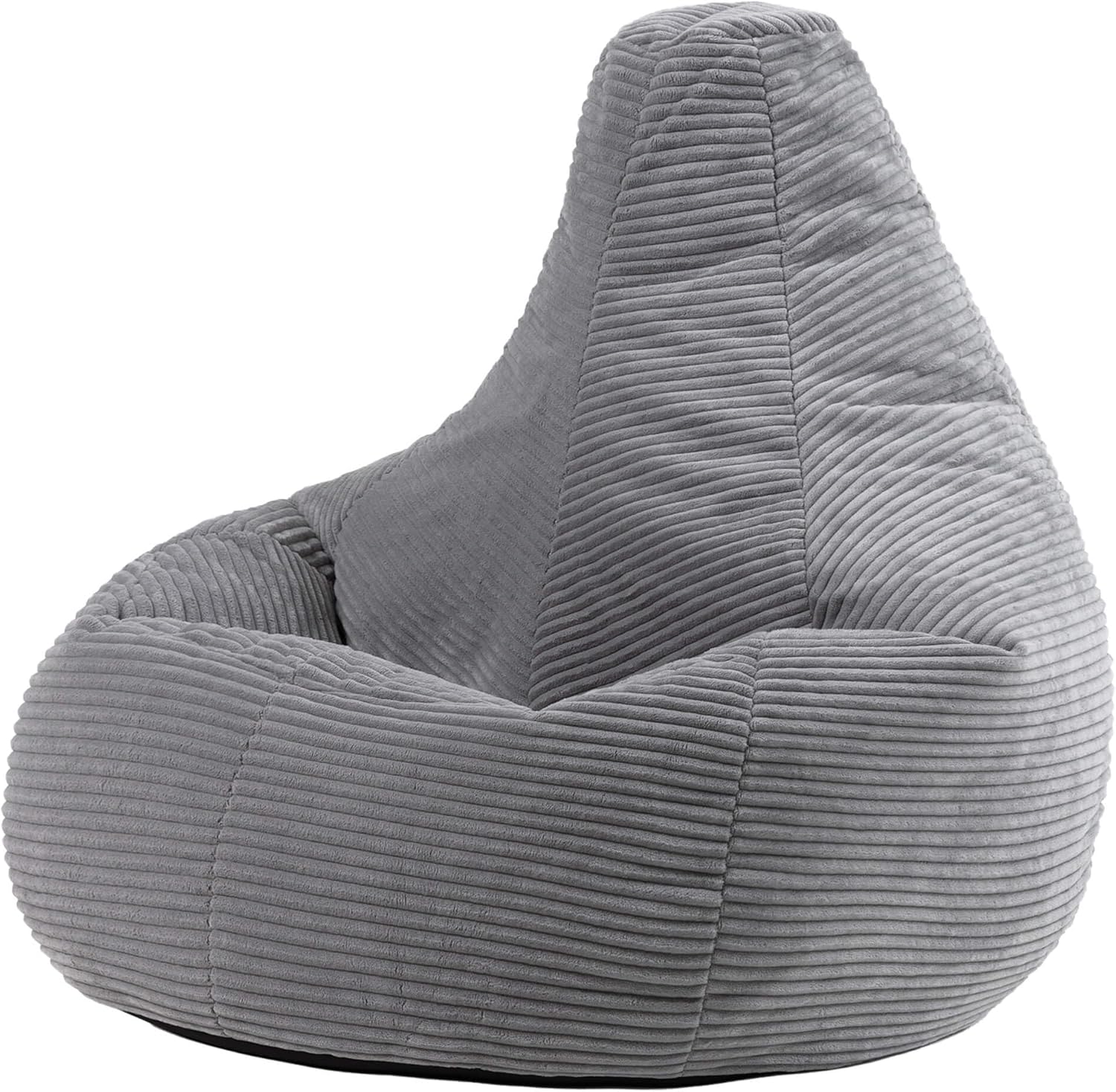 icon Dalton Cord Recliner Bean Bag, Grey, Large Adult Bean Bag Chair with Filling Included, Comfy Chair, Living Room Furniture, Bedroom Furniture