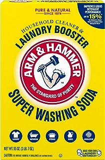 ARM & HAMMER Super Washing Soda Household Cleaner and Laundry Booster, Versatile Natural Home Cleaner, Powder Laundry Additive and Cleaner, 55 oz Box
