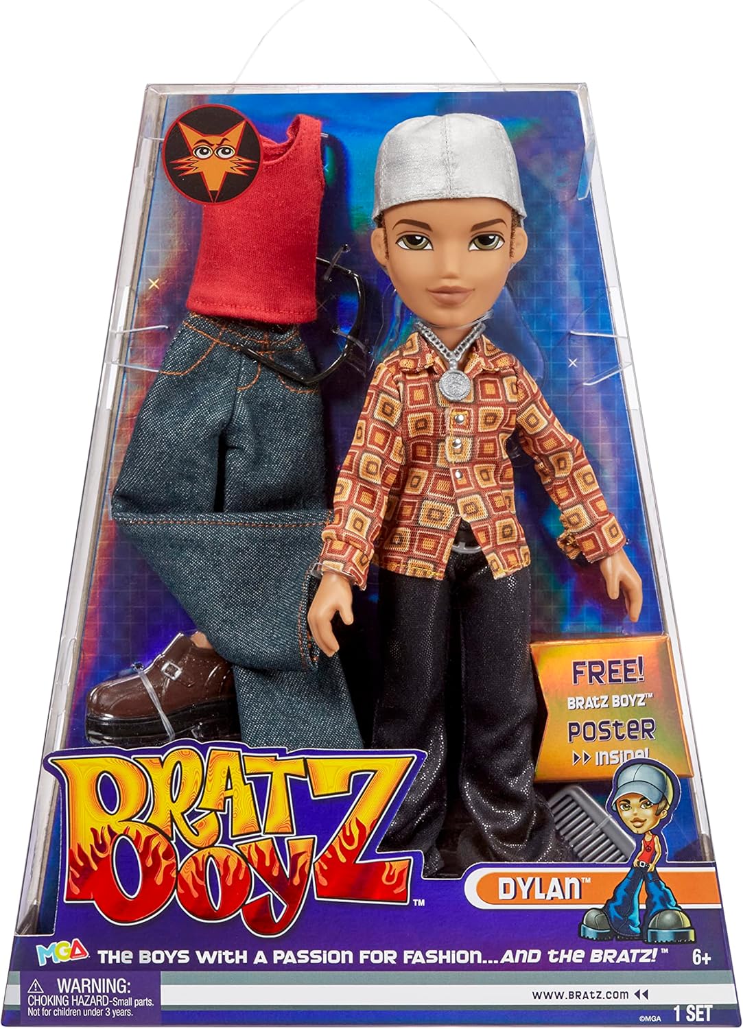 Bratz Original Fashion Doll Dylan with 2 Outfits and Poster