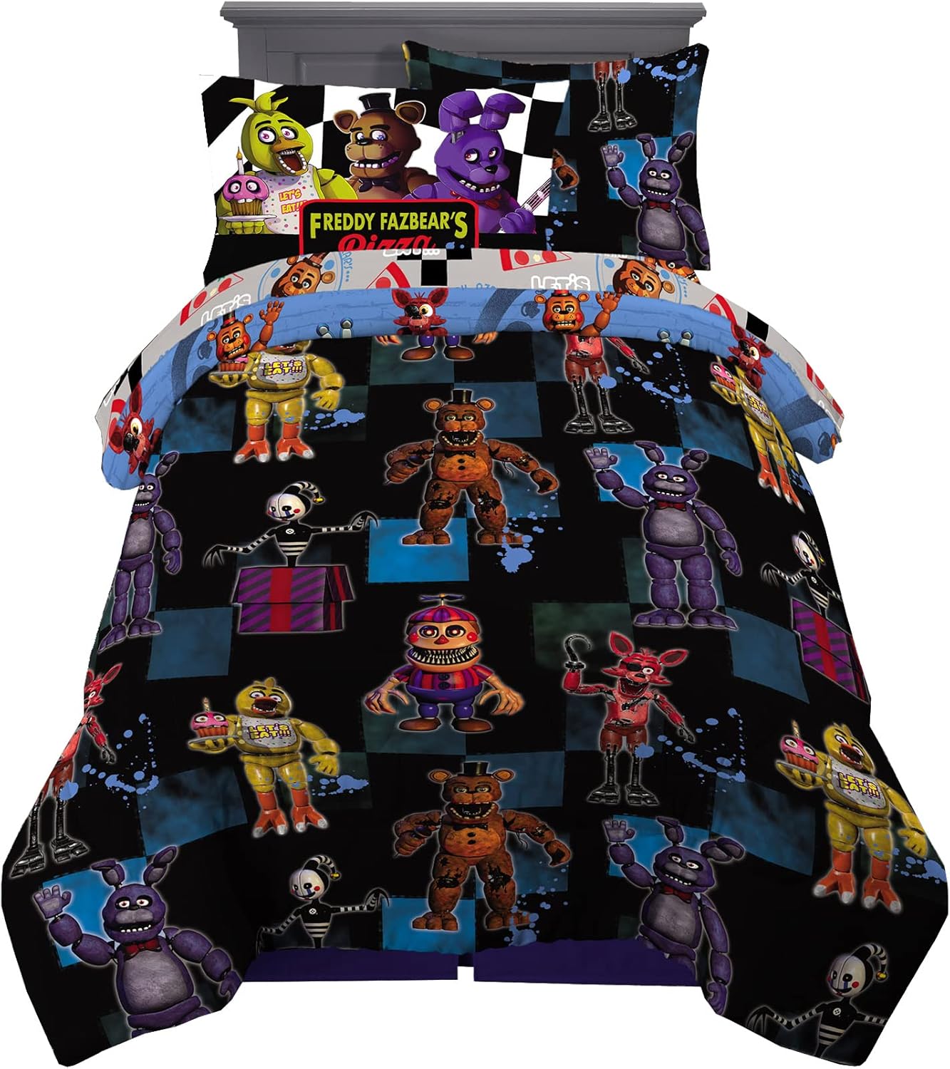 Franco Kids Bedding Super Soft Comforter and Sheet Set with Sham, 5 Piece Twin Size, Five Nights At Freddy's
