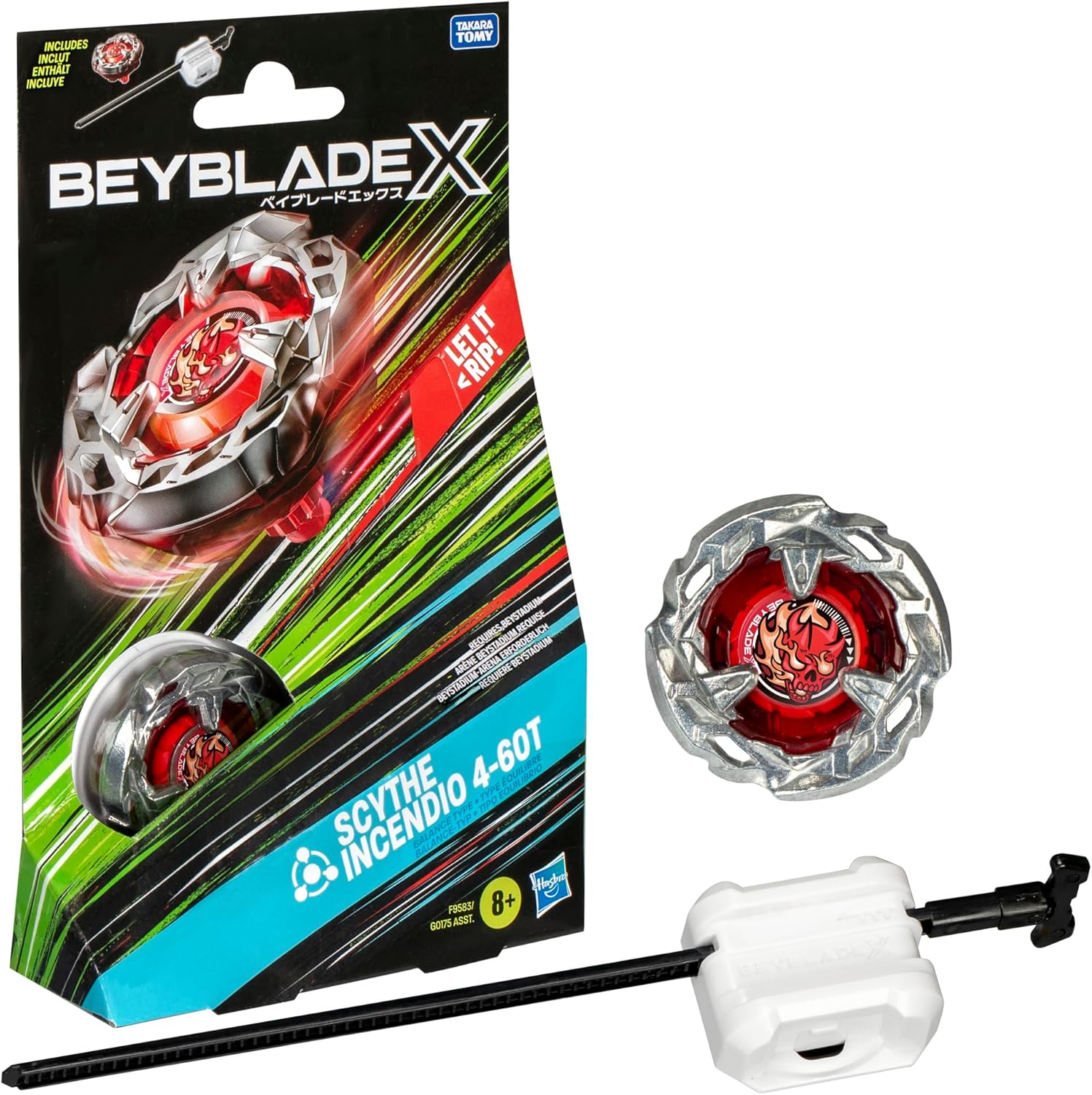 Beyblade X Scythe Incendio 4-60T Starter Pack Top and Launcher