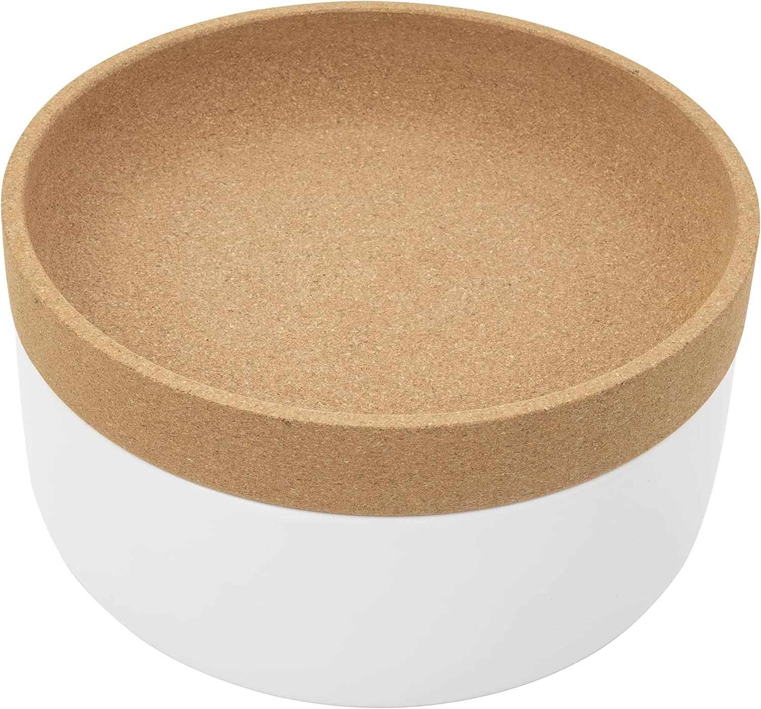 Kamenstein 2 Compartment Large Bowl Extends Produce Freshness, 11 x 11 x 6 Inch, Natural Cork and White Ceramic