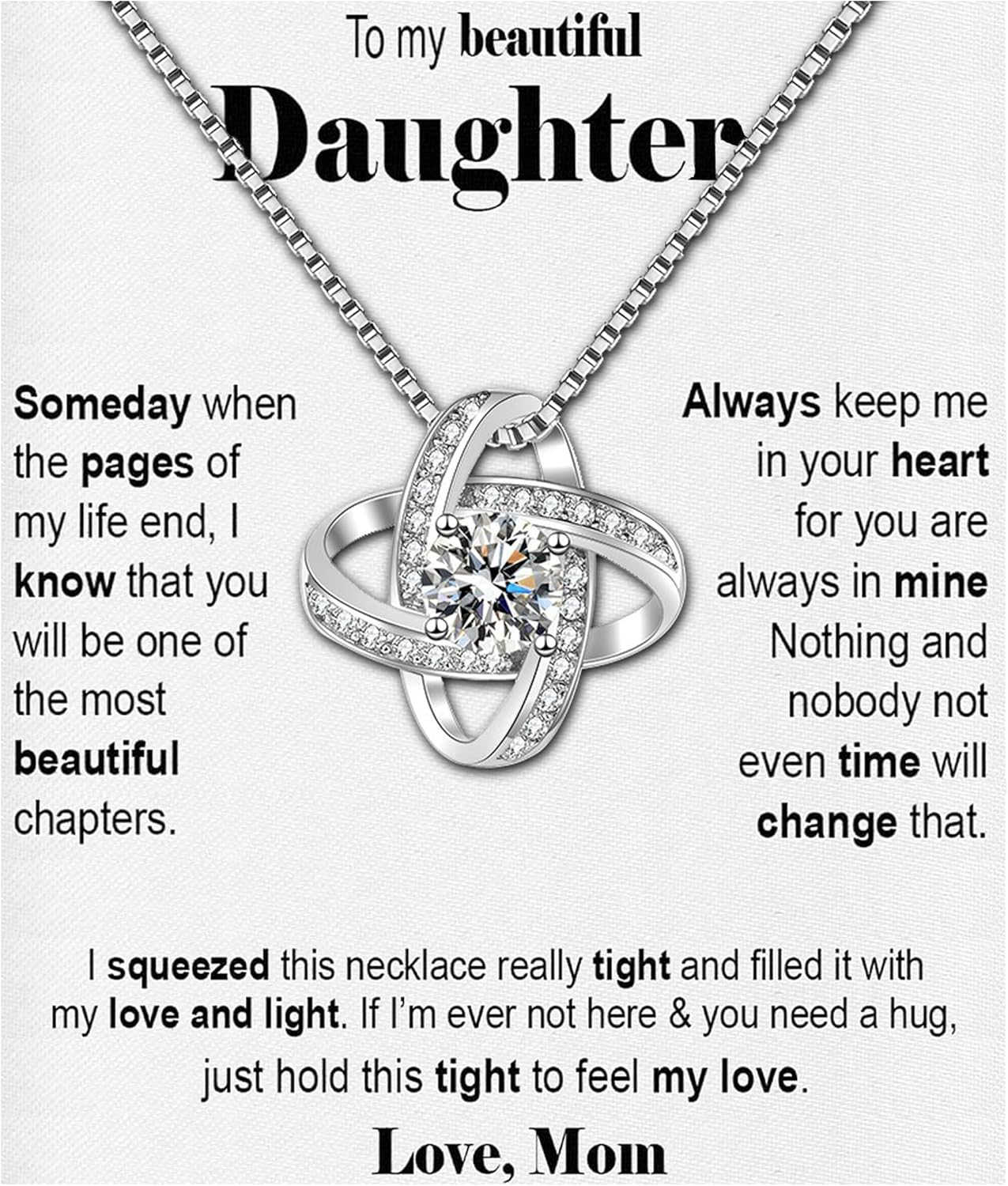 Daughter Necklace From Mom Mother 925 Sterling Silver Mother To Daughter Gifts Graduation Christmas Birthday Gifts With Heartfelt Message & Lighted Box