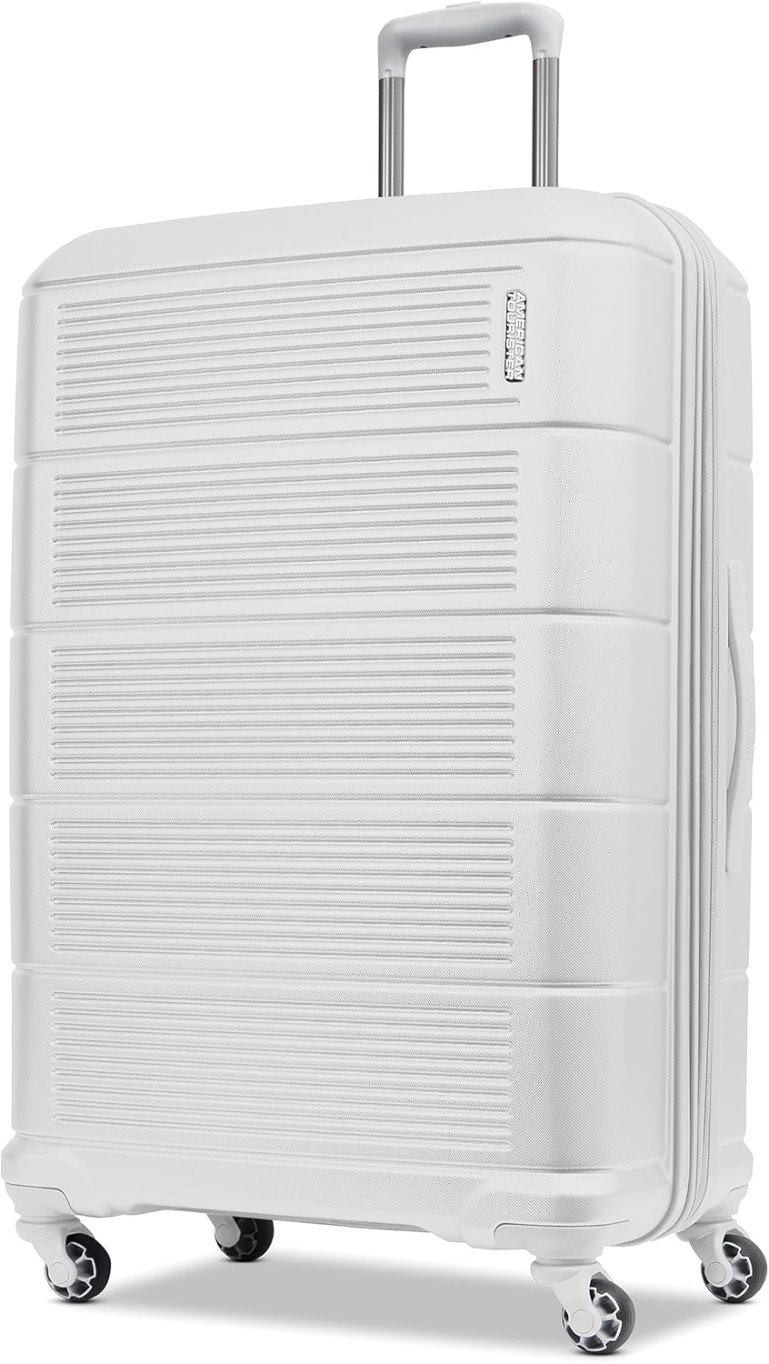 American Tourister Stratum 2.0 Expandable Hardside Luggage with Spinner Wheels, Checked-Large, White