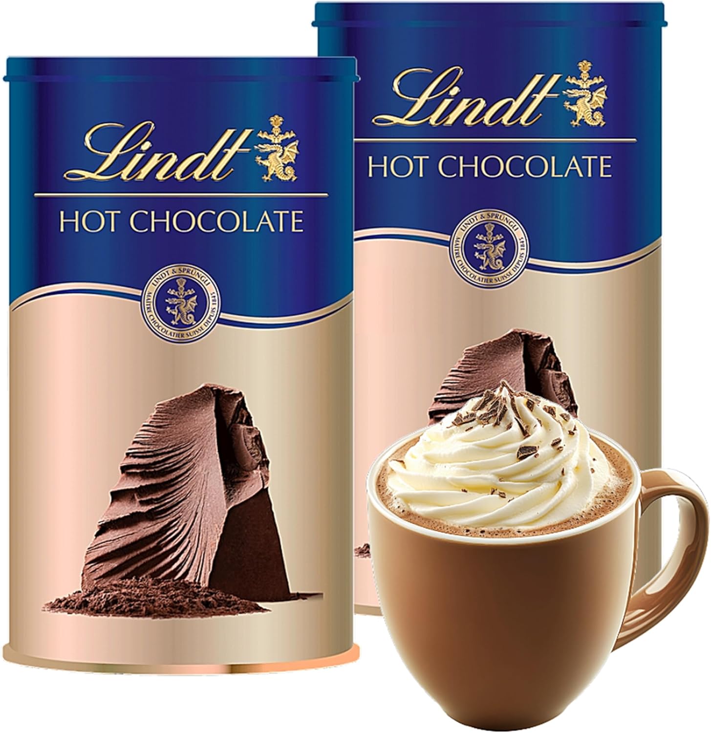 Lindt Hot Chocolate Drink Bundle - Pack of 2 x 300g Lindt Lindor Make Your Own Rich Velvet Hot Chocolate. Great for Food Hamper, Camping, Birthday Gifts for Women with Topline Card