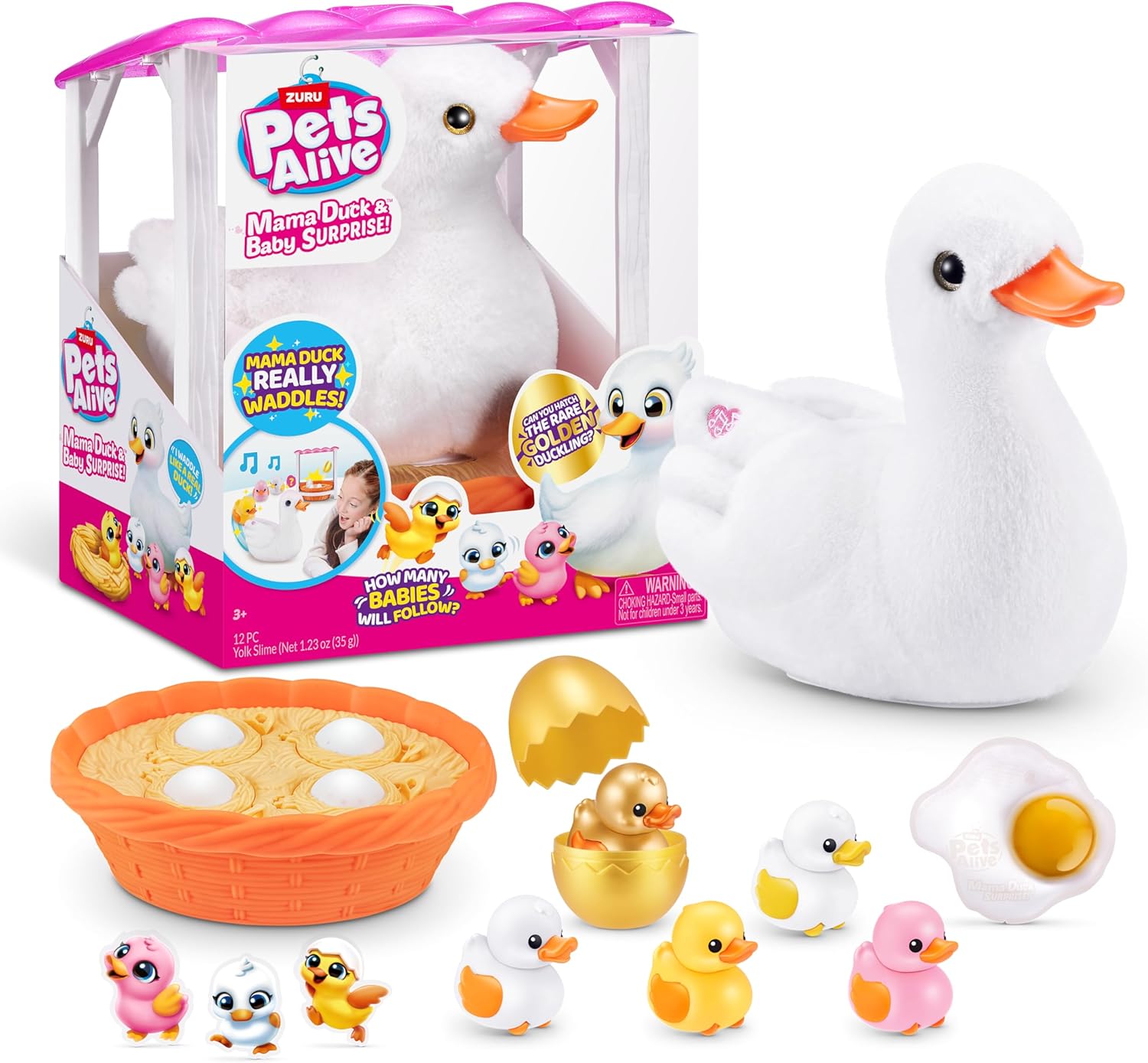 Pets Alive Mama Duck & Baby Surprise, Mama Duck, Electronic Pet Toy, Nurturing Play Surprise Hatching Interactive Girls Toy