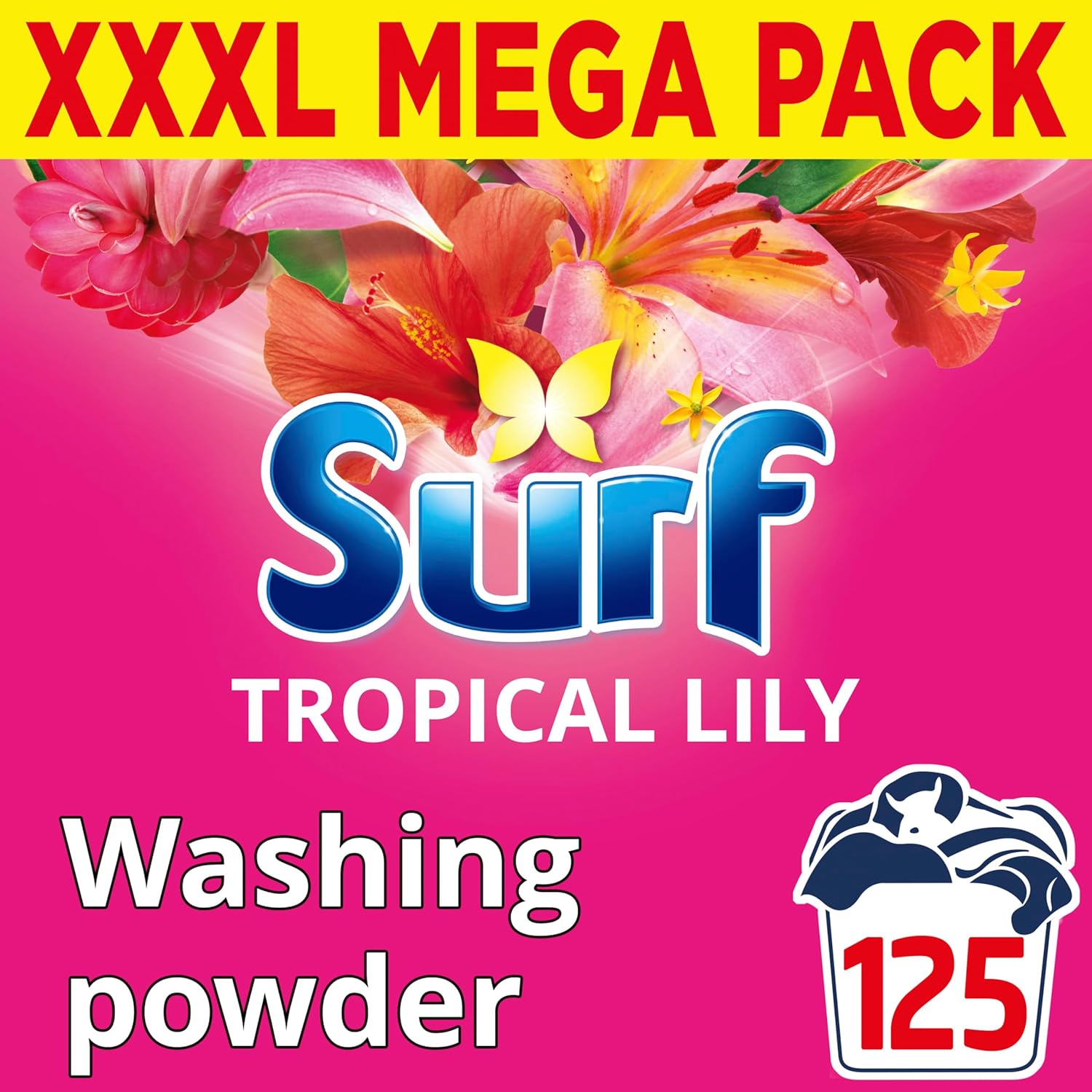 Surf Tropical Lily Washing Powder joy-infused fragrance with natural essential oil lasting up to 12 hours in wear for brilliantly clean laundry every time 125 washes 6.25 kg