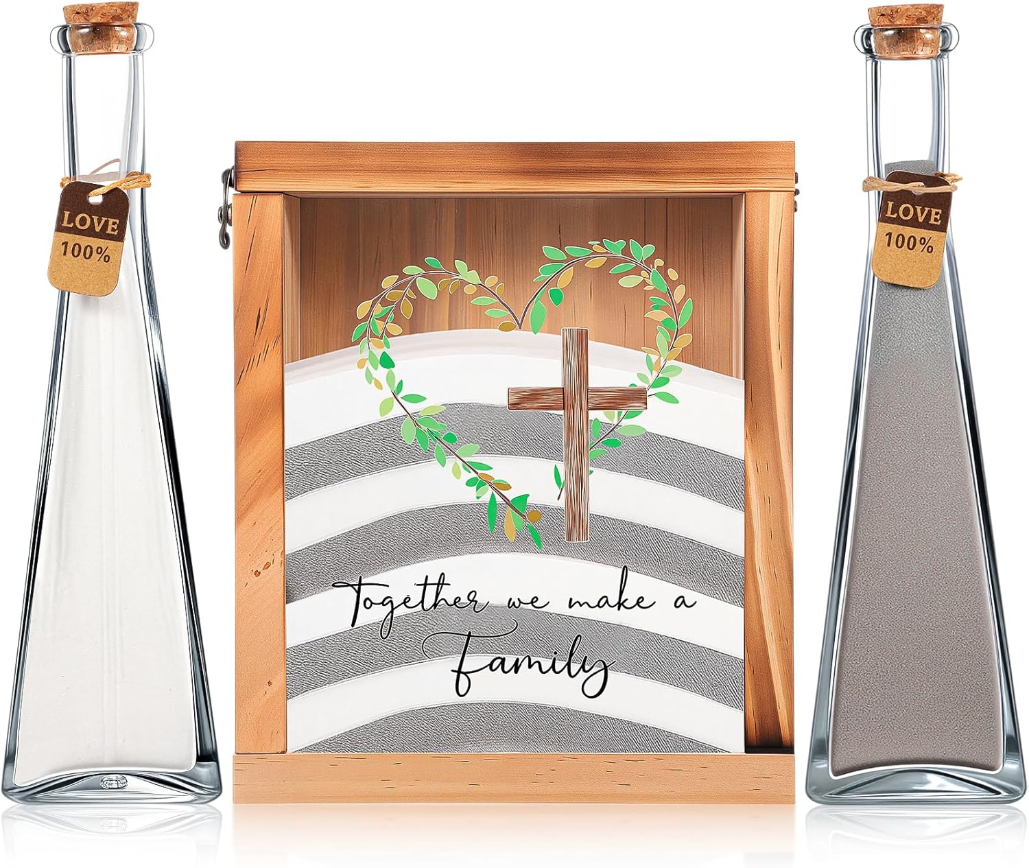 Blosssound Unity Sand for Wedding Ceremony Set Christian Together We Make a Family Unity Sand Ceremony Shadow Box and Vases for Religious Wedding Centerpiece Marriage Bridal Party Supplies