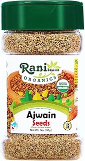 Rani Organic Ajwain Seeds (Carom Bishops Weed) Whole Indian Spice 3oz (85g) PET Jar ~ All Natural | Vegan | Gluten Friendly | NON-GMO | Indian Origin | USDA Certified Organic