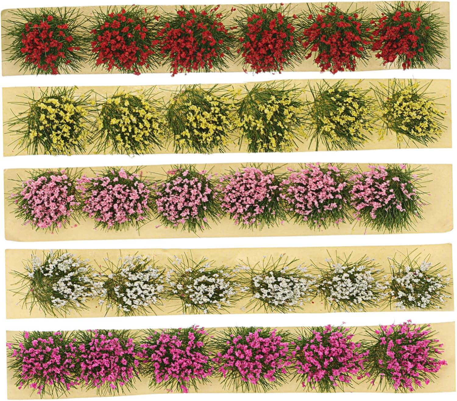 Garneck 5 Sets Miniature Flower Cluster Adhesive Floral Arrangements for DIY Dollhouse Garden Decor Realistic Vegetation Bunch for Fairy Landscape Ornaments Decoration