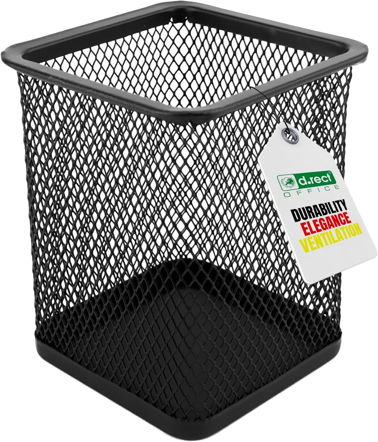 D.RECT Metal Square Pen Holder | Pen Holder Cube Made of Wire Metal | Mesh Multifunctional Cup for Ballpoint Pen Black, (110443)