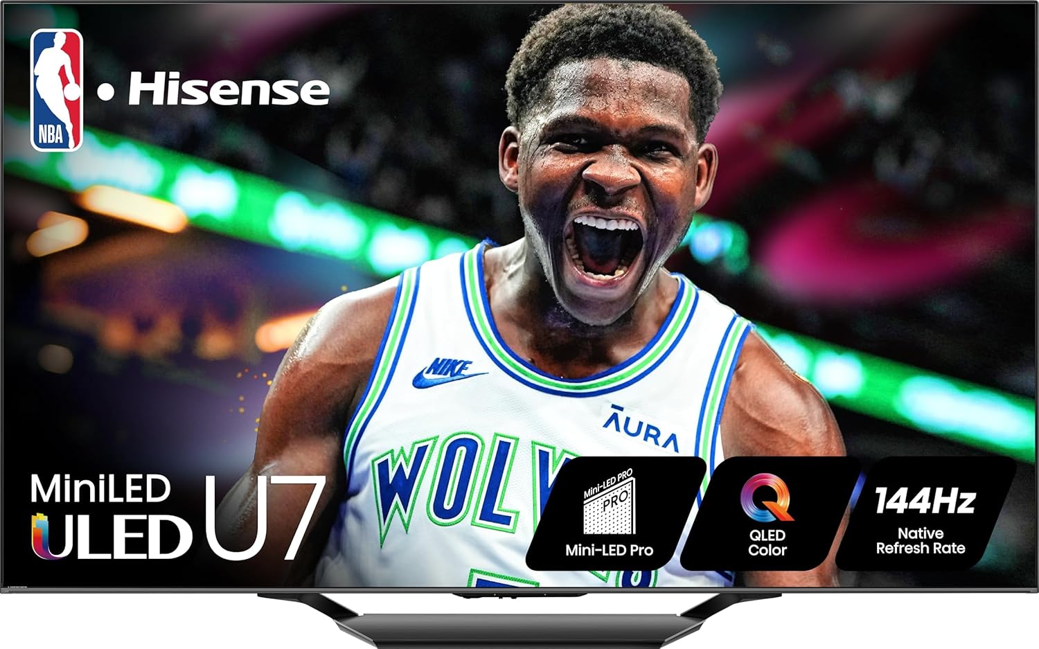 Hisense 65-Inch Class U7 Series Mini-LED ULED 4K UHD Google Smart TV (65U7N, 2024 Model) - QLED, Dolby Vision IQ, Dolby Atmos, Full Array Local Dimming, 144Hz Game Mode Pro, VRR, Alexa Compatibility