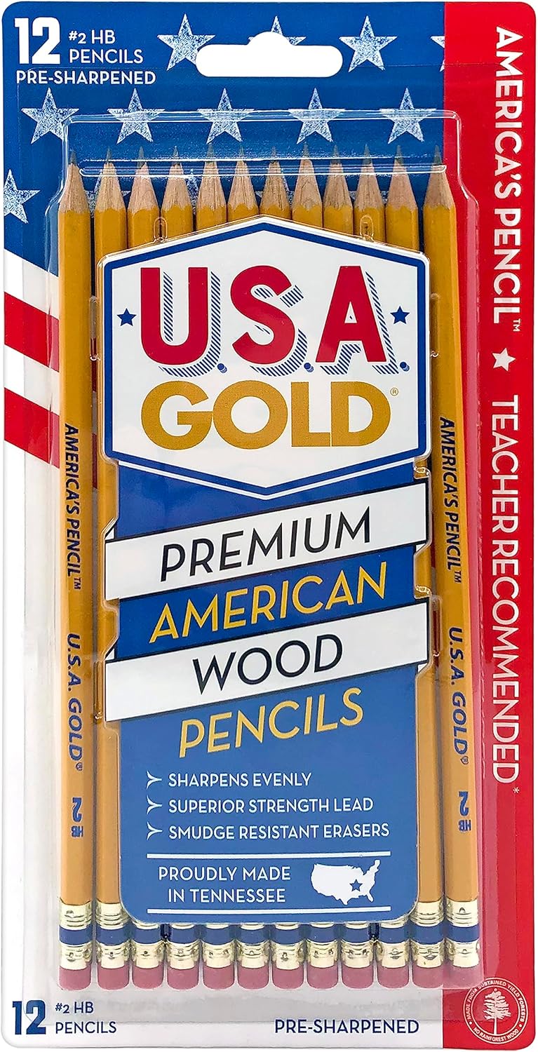 Write Dudes USA Gold Premium Cedar No. 2 Pre-Sharpened Pencils 12-Count (DDR56)