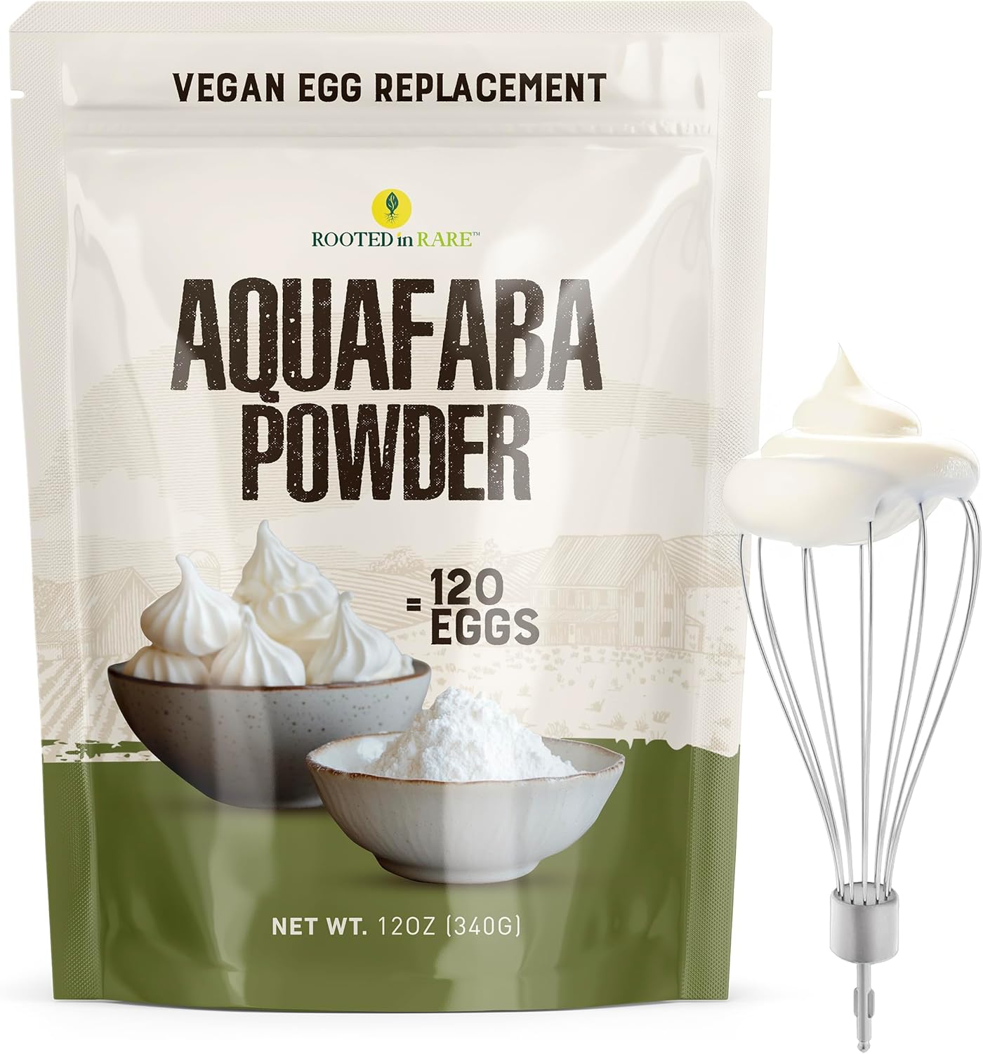 Aquafaba Powder (12oz) – Aquafaba For Cocktail Foamer and Meringues | Vegan Egg Replacer for Baking | 120 Egg Equivalent | Plant-Based, Gluten-Free, Vegan Meringue Powder | Shelf Stable Egg Substitute
