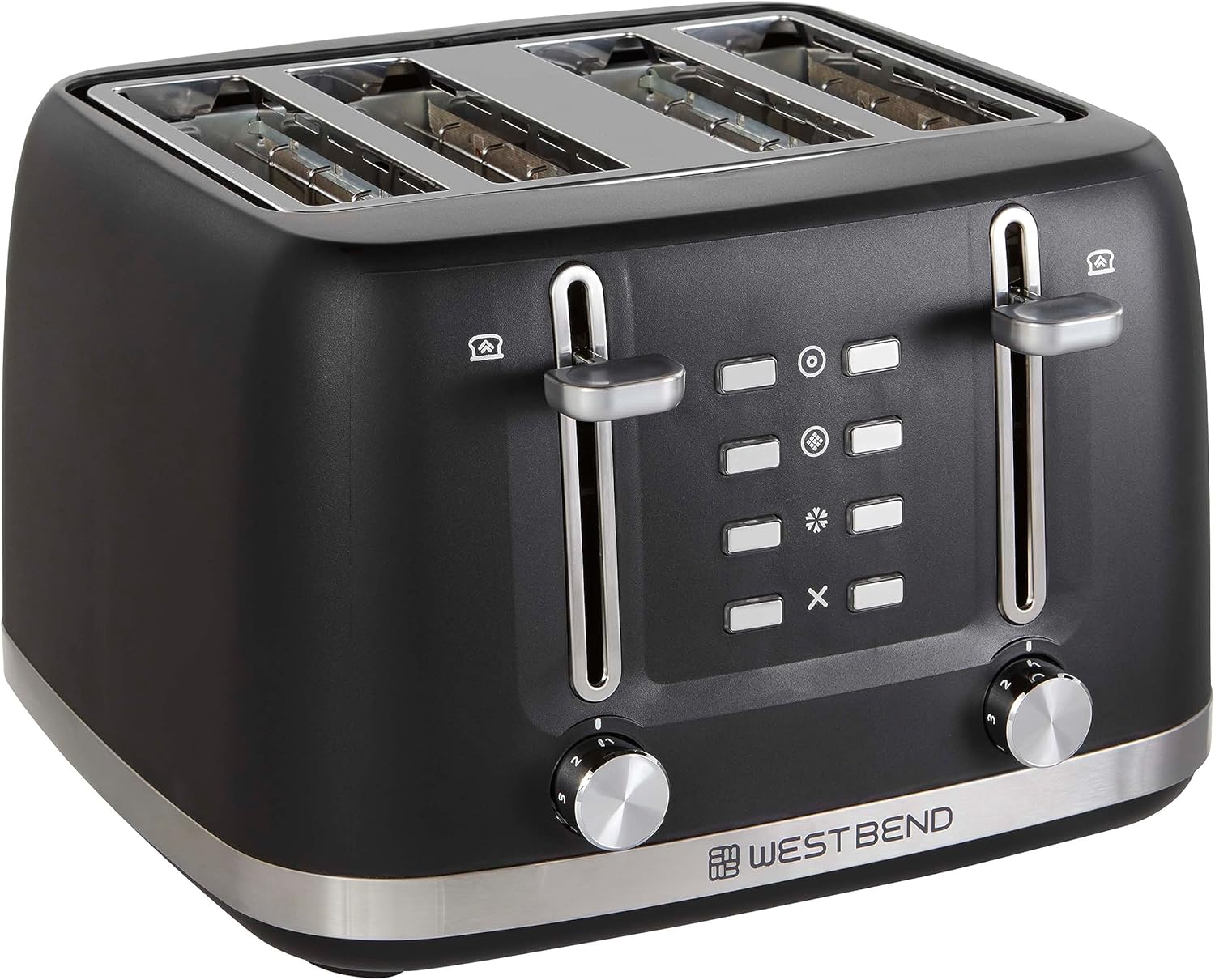 West Bend Toaster 2-Slice Extra-Wide and Deep Slots with 3 Functions and 7 Shade Settings Manual Toast Lift Lever Auto Shut-Off and Removable Crumb Tray, 1500-Watts, Black