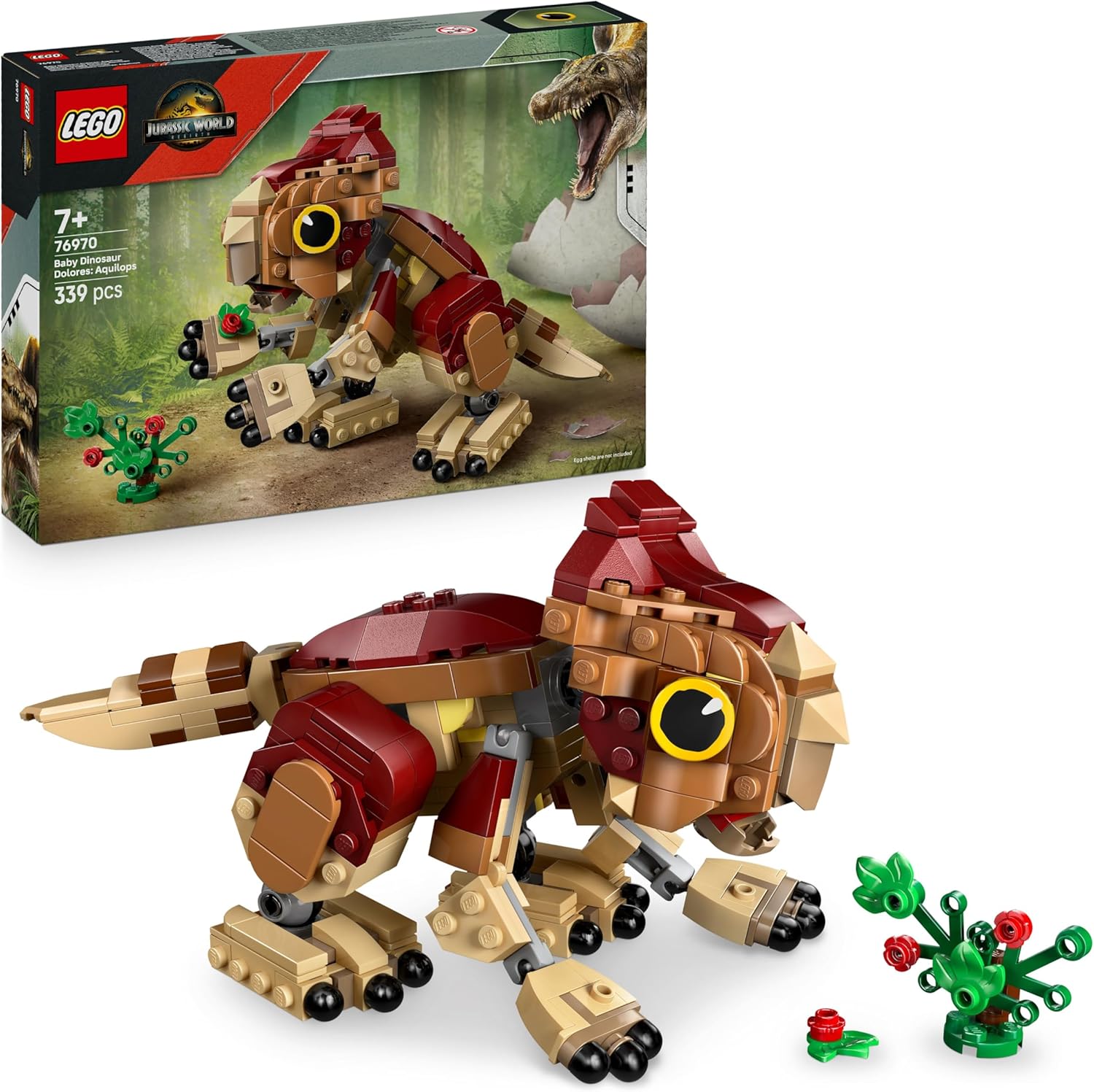 LEGO Jurassic World Baby Dinosaur Dolores: Aquilops - Play & Display Toy Dinosaur Figure - incl. a Plant with Flowers - Gift for 7+ Year Old Boys, Girls & Rebirth Movie Fans - 76970