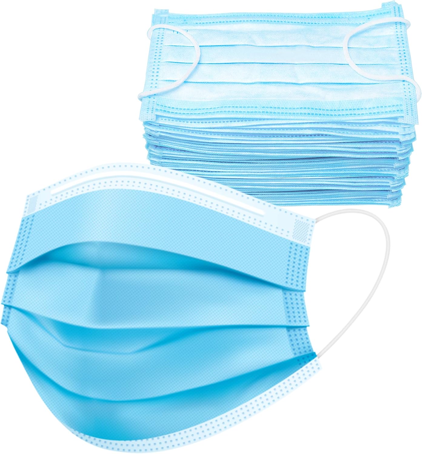 50-Pack Disposable Face Masks, Adjustable Nosepiece & Elastic Ear Bands, Breathable & Allergy-Free, 3-Ply Adult Masks for Home, Office, School, and Outdoors