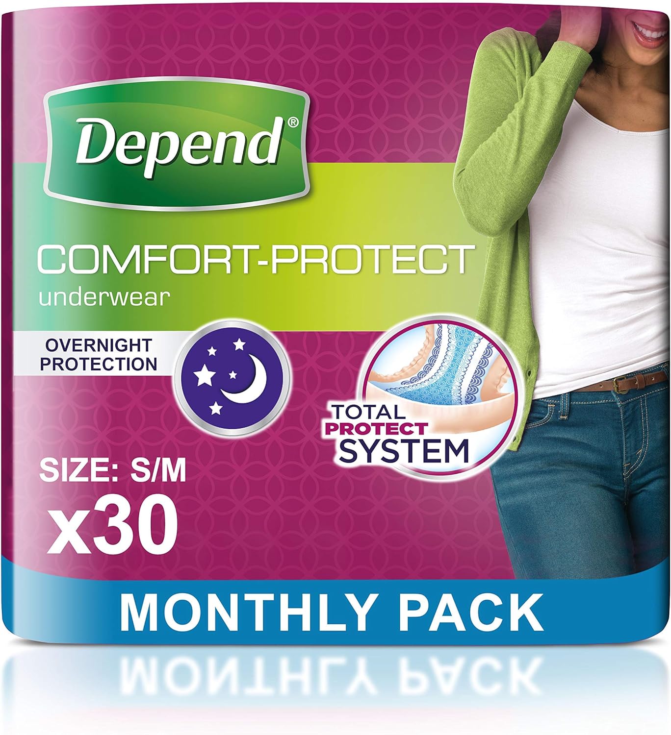 Depend Comfort Protect Incontinence Pants for Women, Small/Medium - 30 Pants
