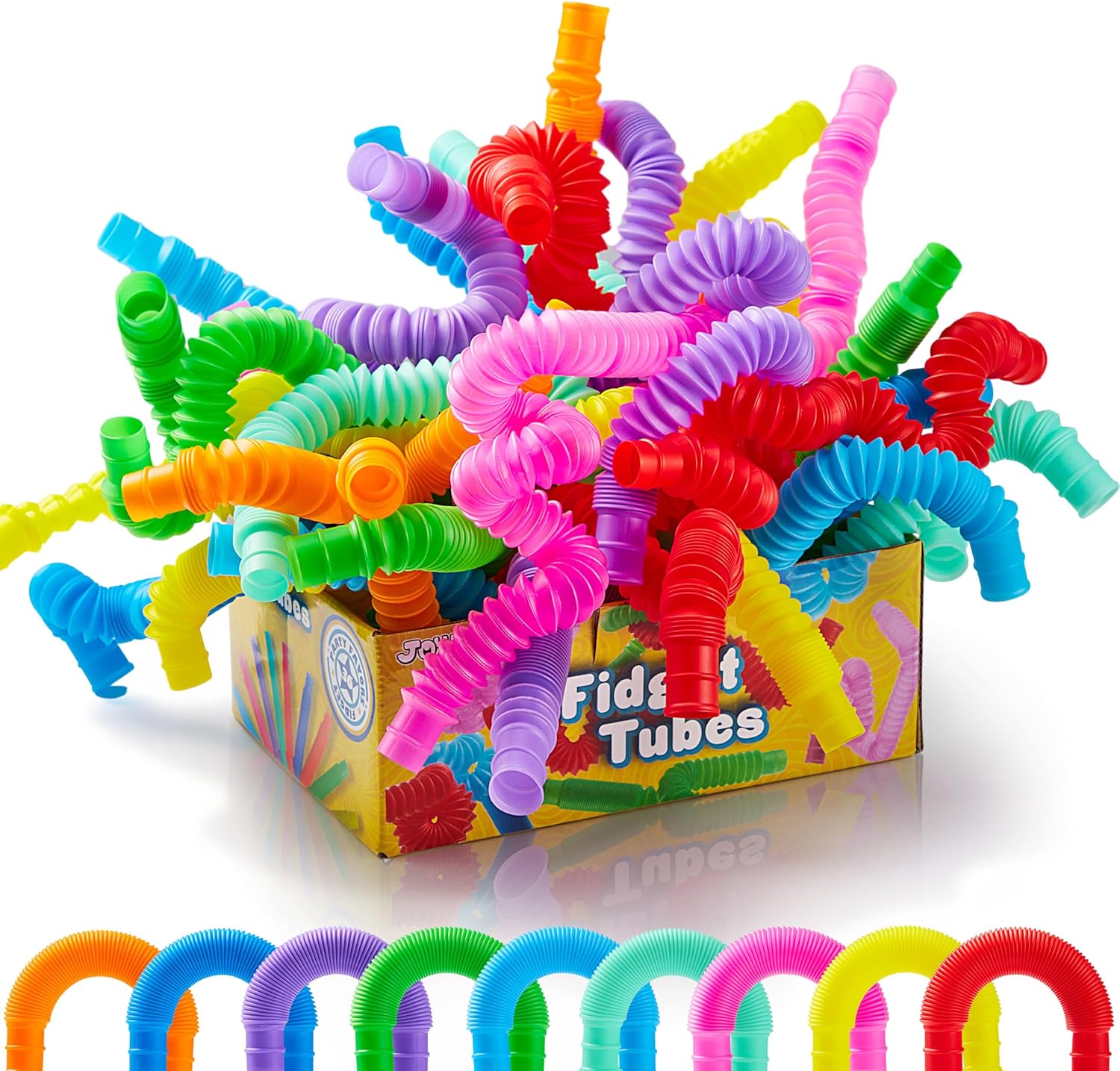 JOYIN 18 Pack Pop Tubes, Sensory Toys (Small) Fidget Toys Party Favors - 9 Colors, Creativity Learning & Fun for Toddler Kids - Perfect for Party, Goodie Bags Stuffers, Classroom School Reward