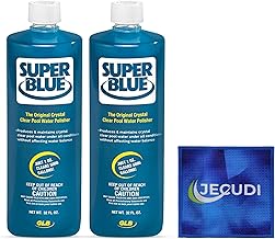 Super Blue Pool Clarifier 2pk- Crystal Clear Water in Swimming Pool - Chemical Pool Supply- Jecudi Microfiber Cleaning Towel