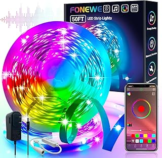 FONEWE 50ft Led Lights for Bedroom Led Strip Lights Led Light Strip with App Led Lights for Home Decoration