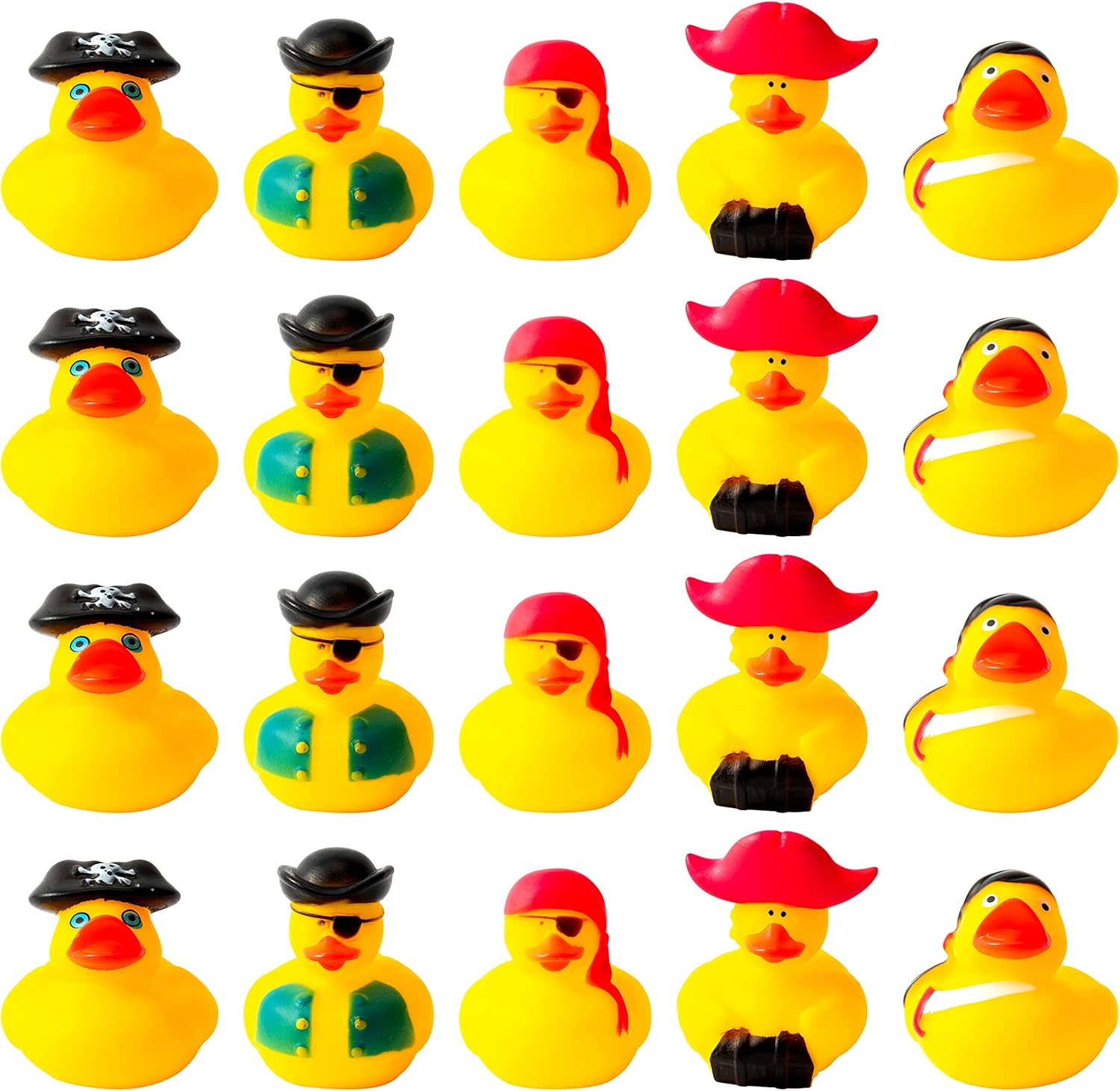 Haooryx Pirate Rubber Duckies Toys - 20Pcs Novelty Pink Turban Black Triangle Hat Yellow Ducky Bathtub Toys Squeeze Ducks Bulk Kids' School Exchange Gift Goodies Birthday Multi-Item Party Favor Packs
