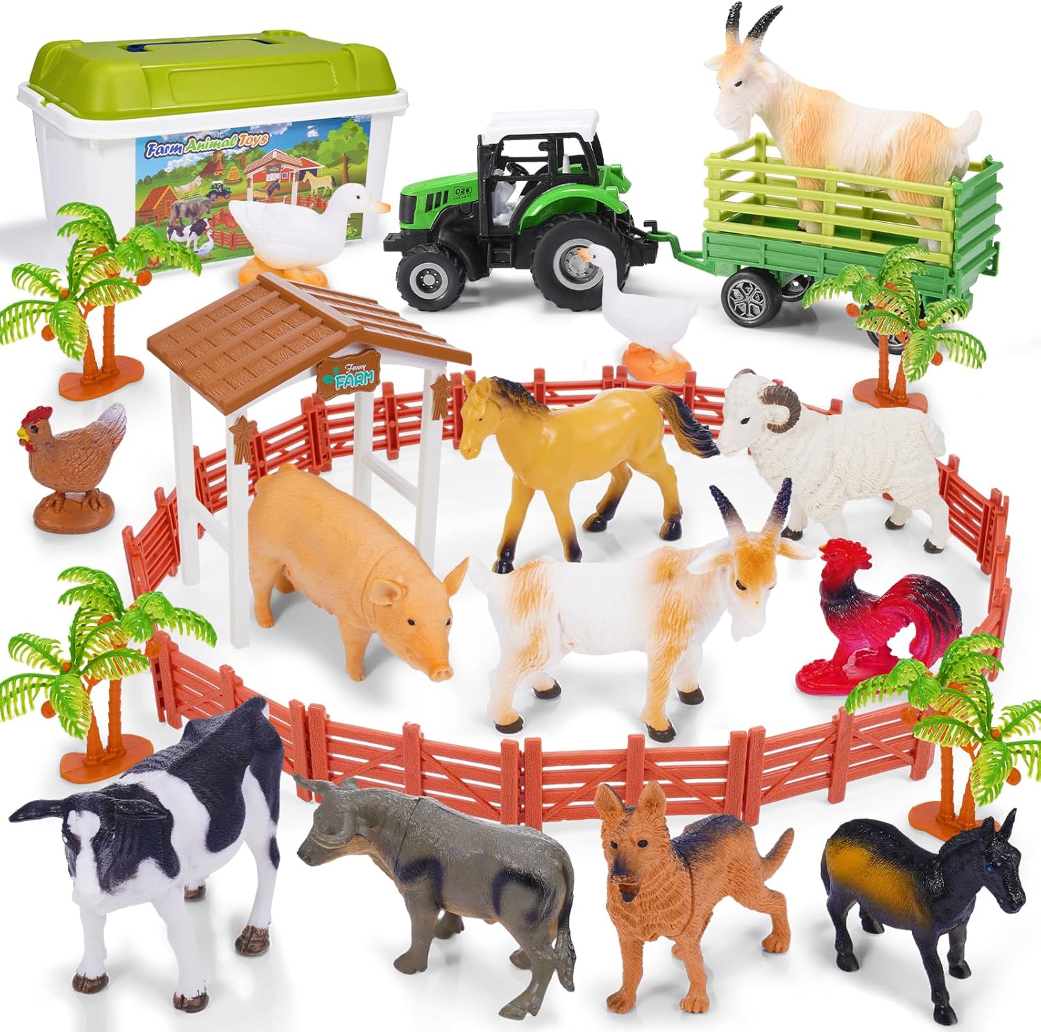 Veopoko 38 Pcs Kids Farm Animals Toys, Boys Girls Age 3 4 5 6 7 Year Old Gifts for 3-7 Year Old Girls Kids Toys for 3-7 Year Old Boys Girl Gifts Age 3-7 Educational Toy for Kid Animal Figures