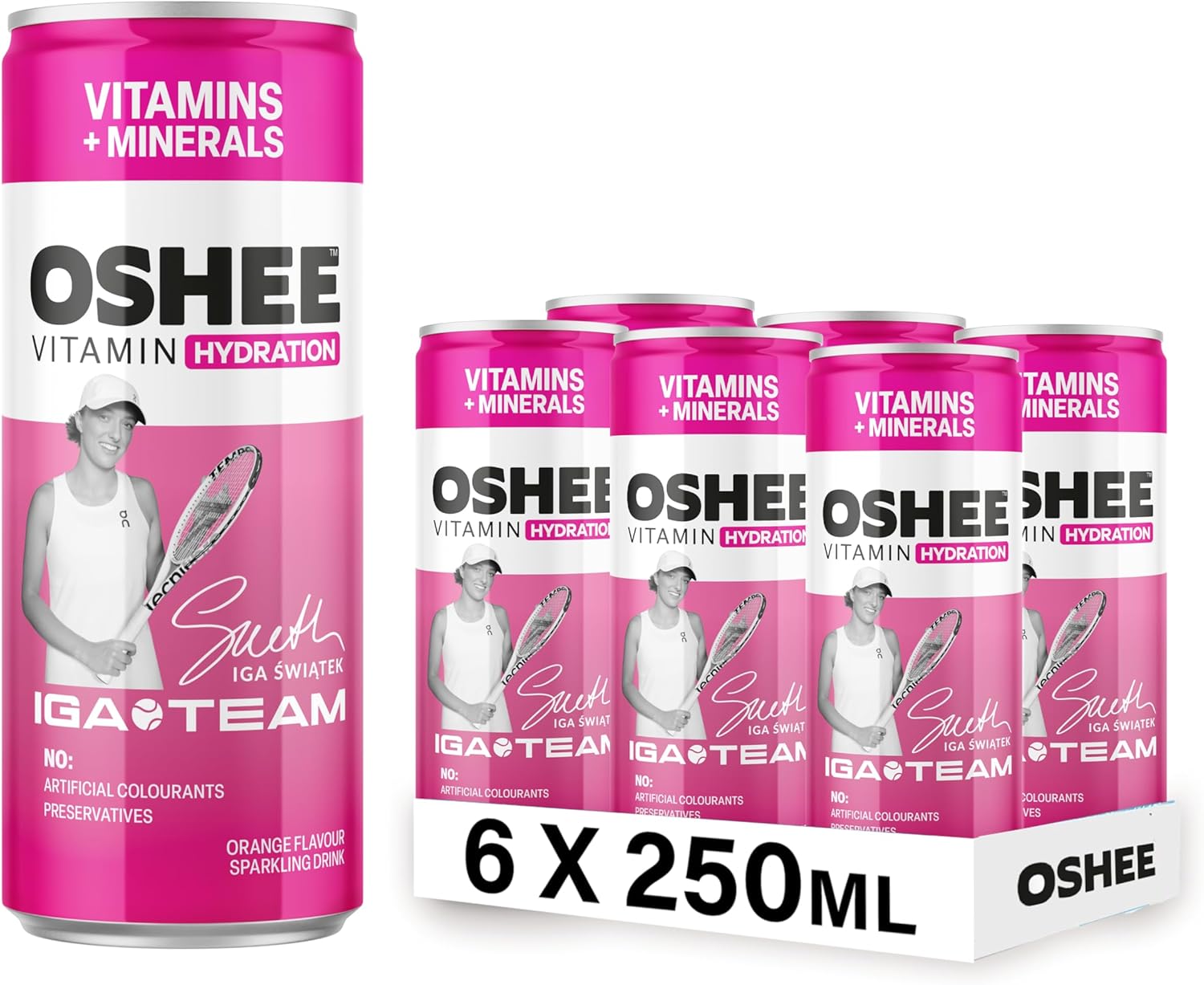 Oshee Vitamin Energy Formula 250ml Vitamins + Minerals (Pack of 6) - Niacin, Biotin, Zinc, Selenium - Multipack - Packaging may Vary