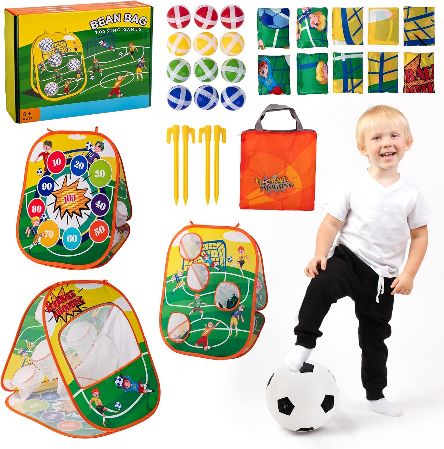 Sundaymot Bean Bag Toss Game, Kids Throwing Game Kit, 3 in 1 Darts Toys for Kids, Sand Bag Throw, Carnival Games Indoor and Outdoor Party Games